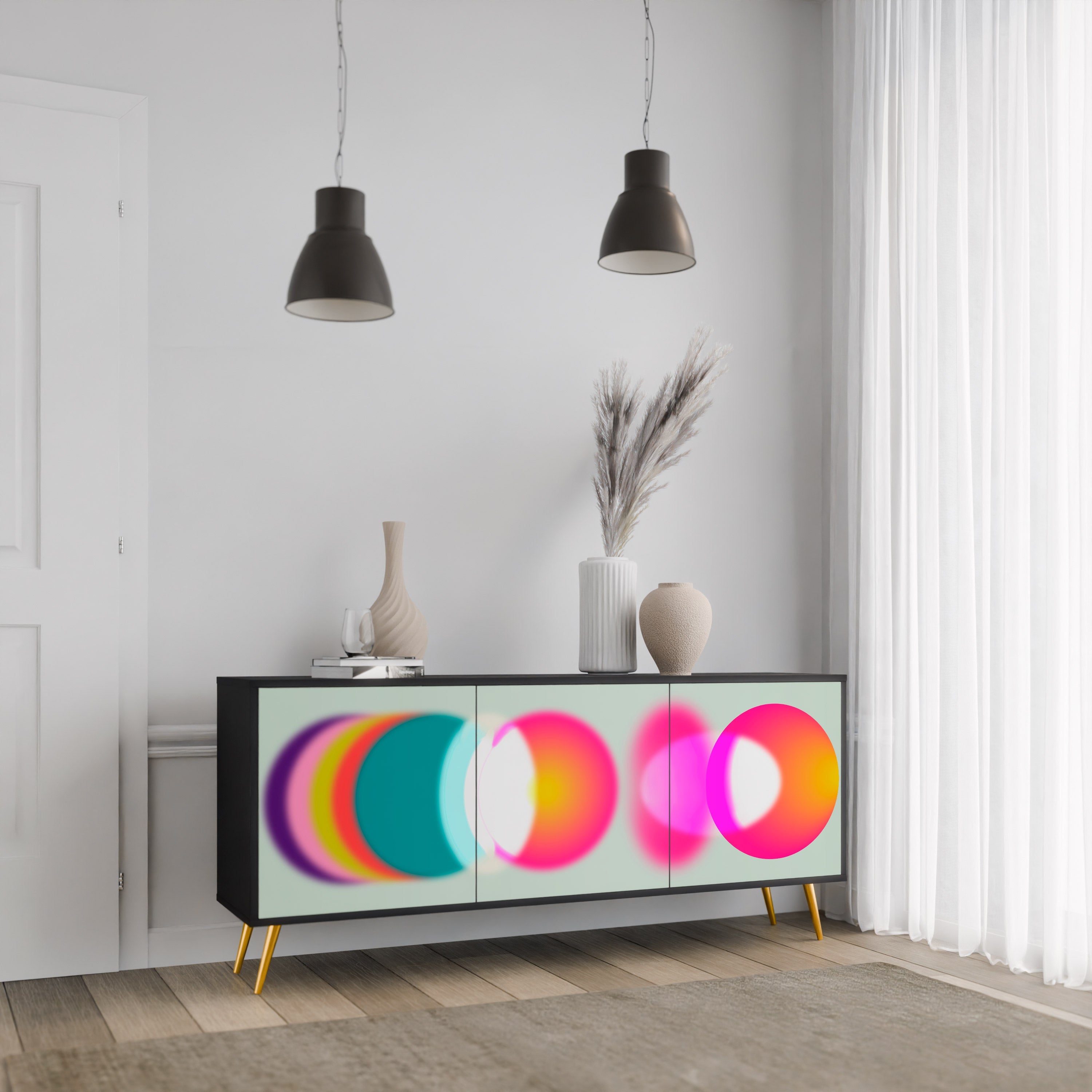 SYMPHONY OF COLORS 3-Door Sideboard in Black Finish
