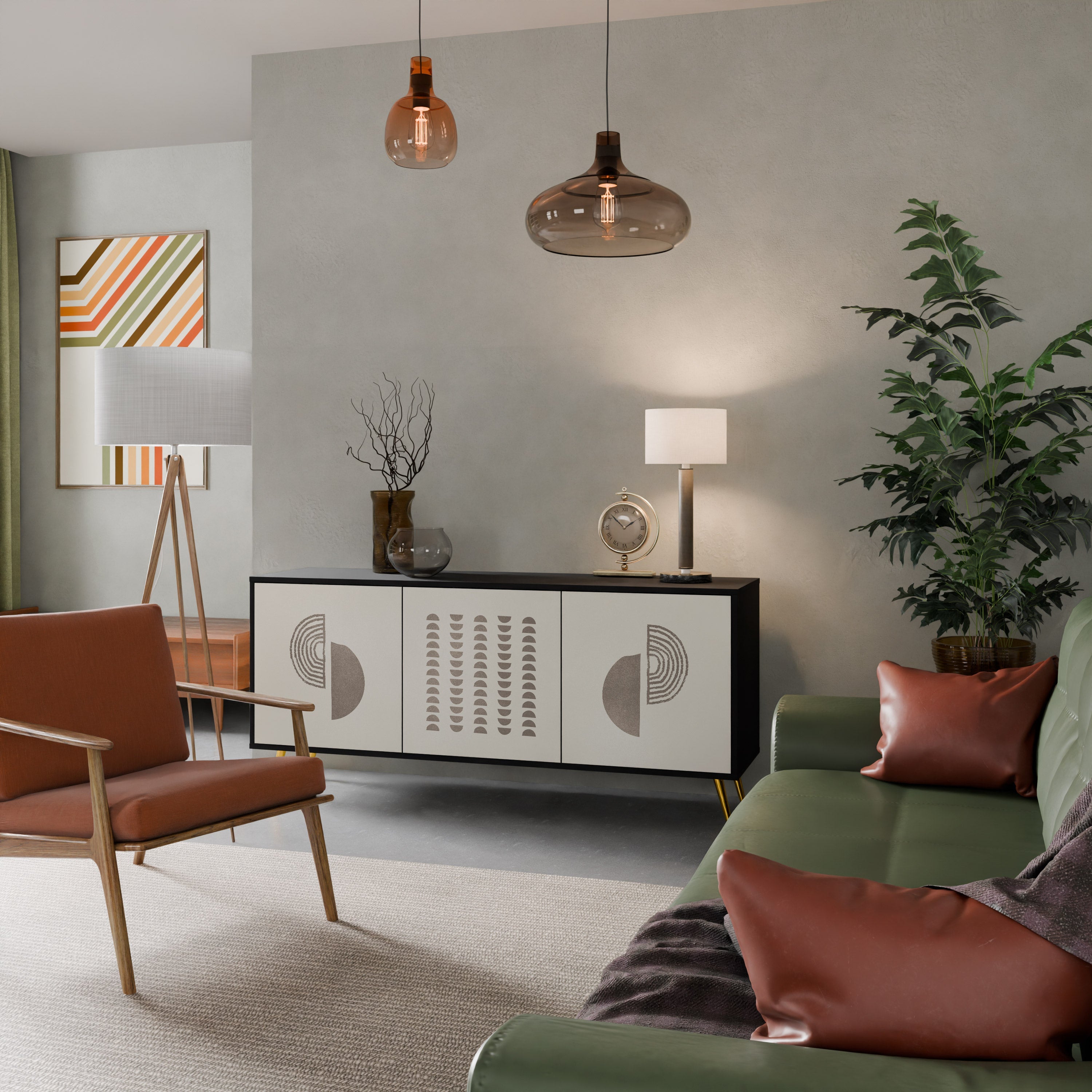 HARMONY ESSENCE 3-Door Sideboard in Black Finish