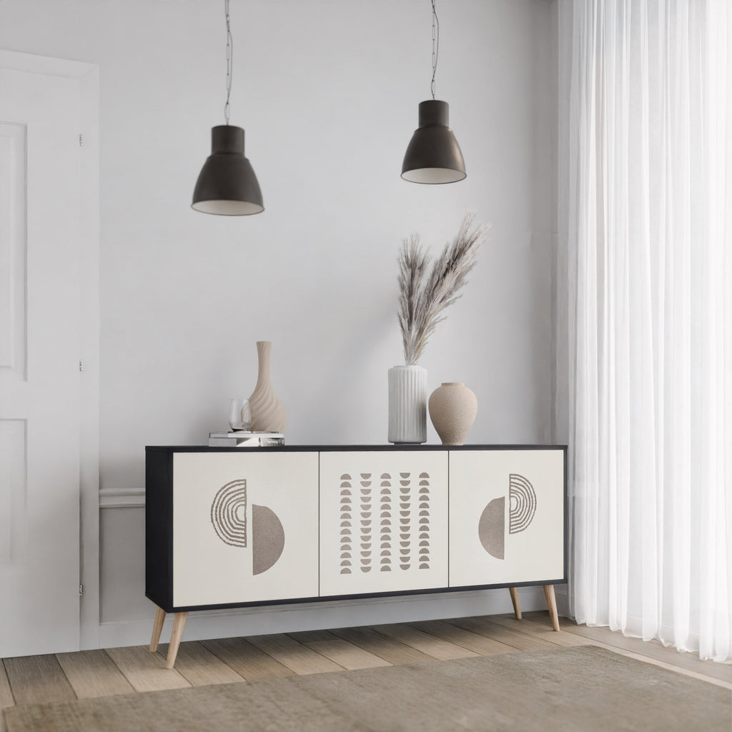 HARMONY ESSENCE 3-Door Sideboard in Black Finish
