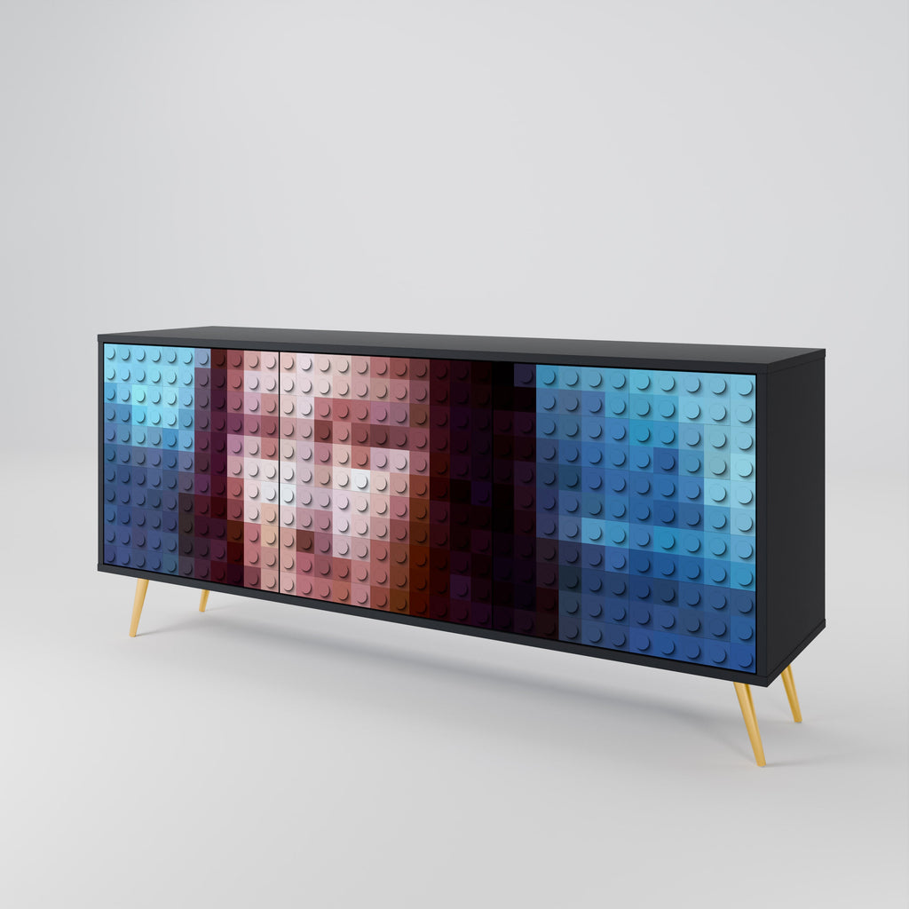 CONSTRUCTIVE ART 3-Door Sideboard in Black Finish