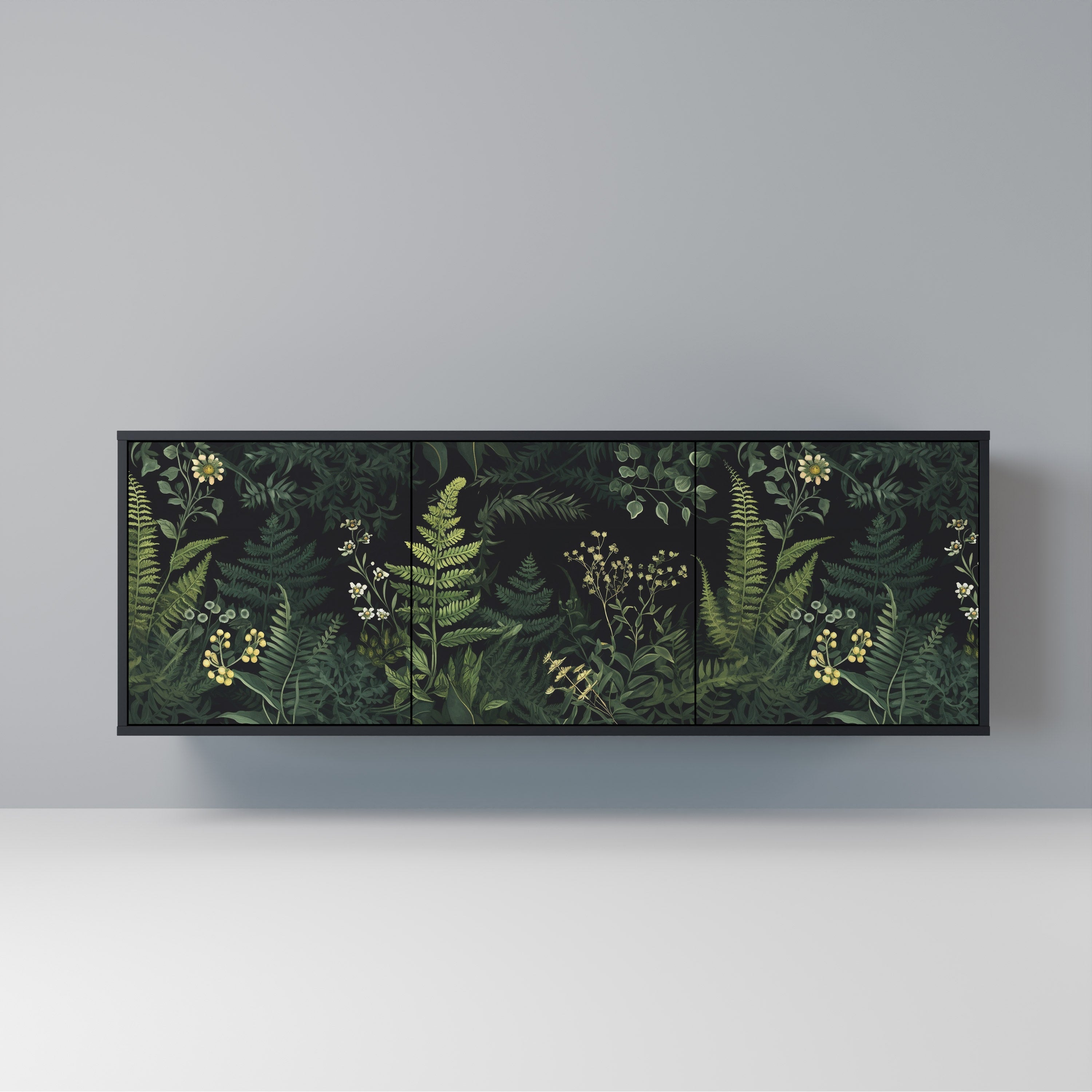 Μπουφές FERN FLOWERS 3θυρο σε μαύρο φινίρισμα