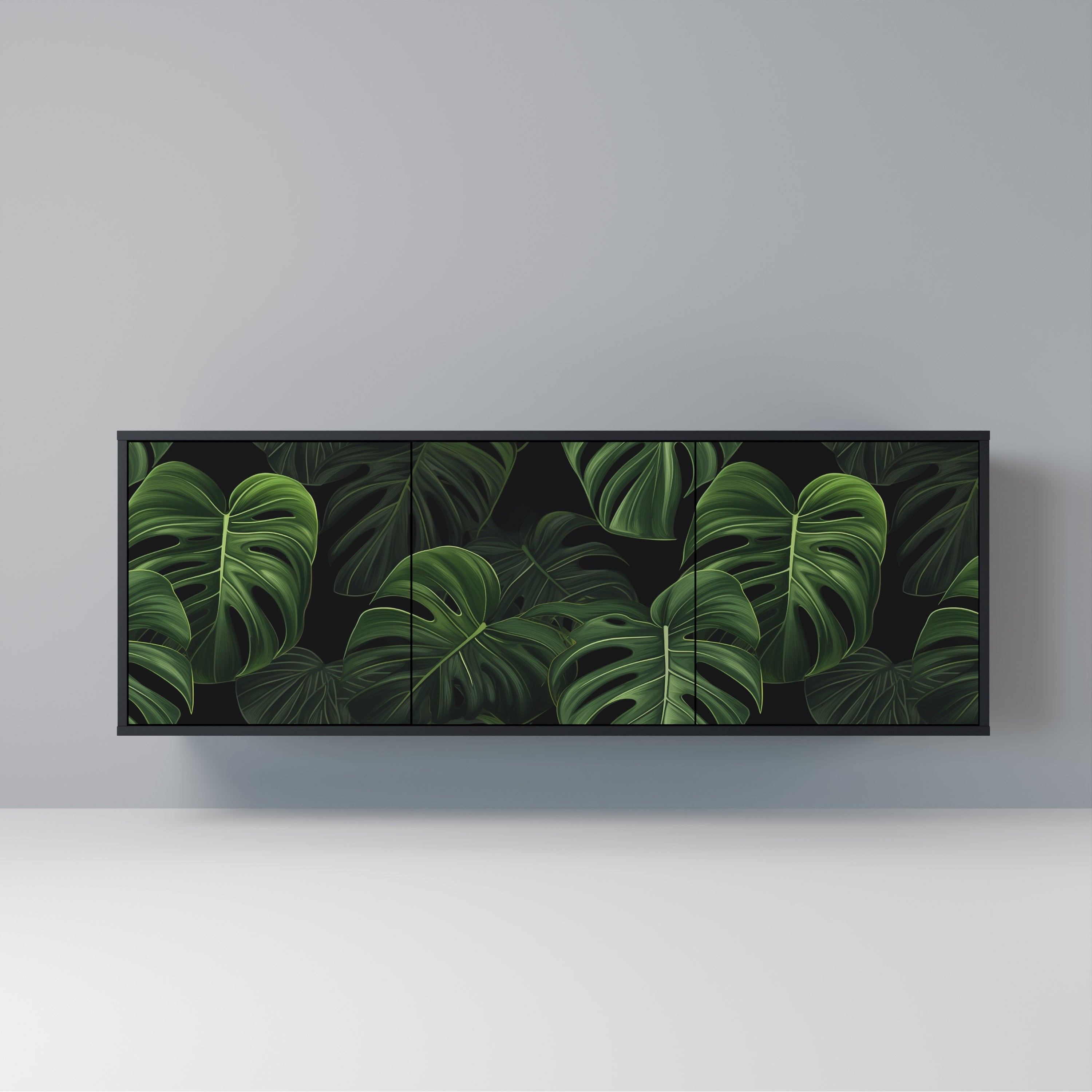 Μπουφές INFINITE MONSTERA με 3 πόρτες σε μαύρο φινίρισμα