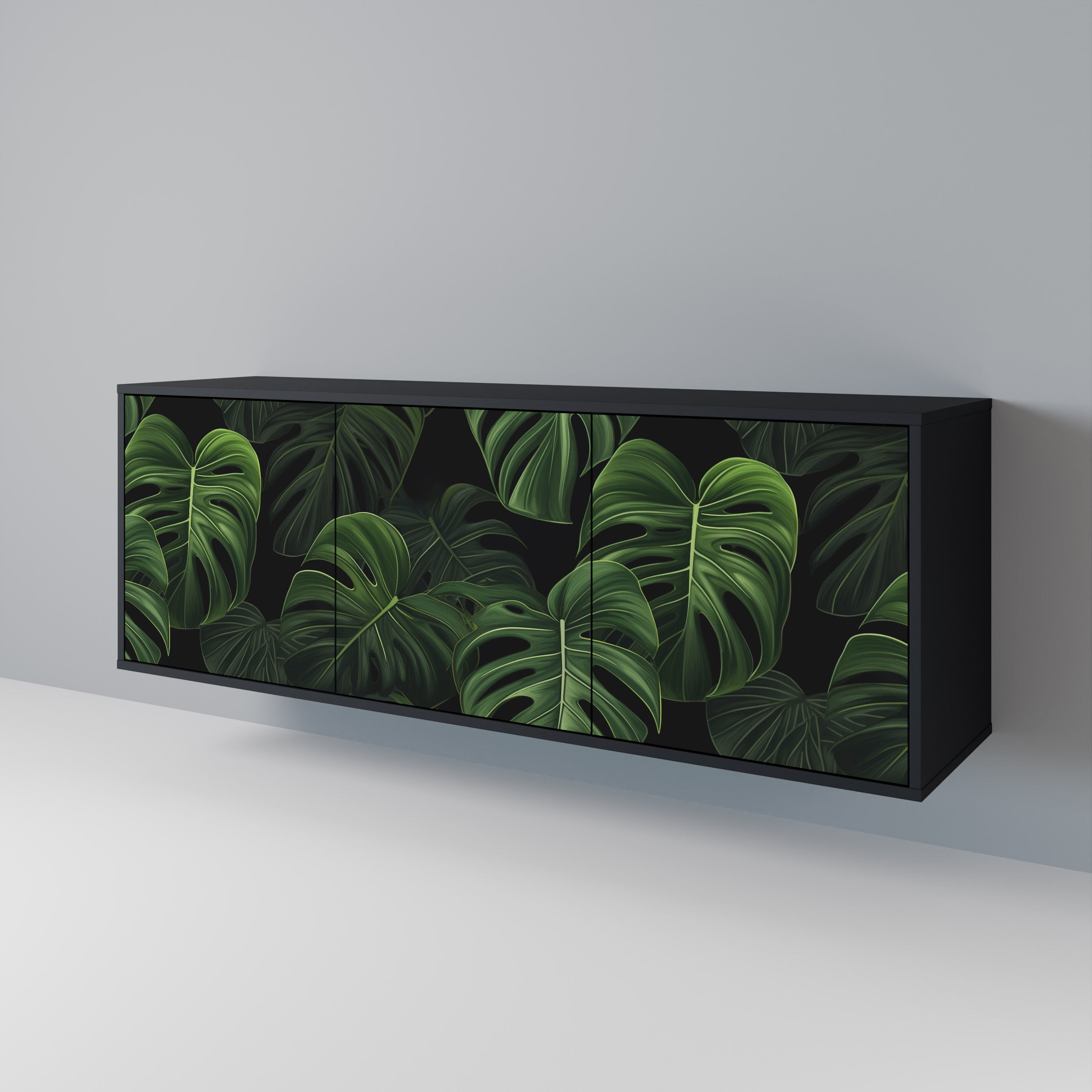 Μπουφές INFINITE MONSTERA με 3 πόρτες σε μαύρο φινίρισμα