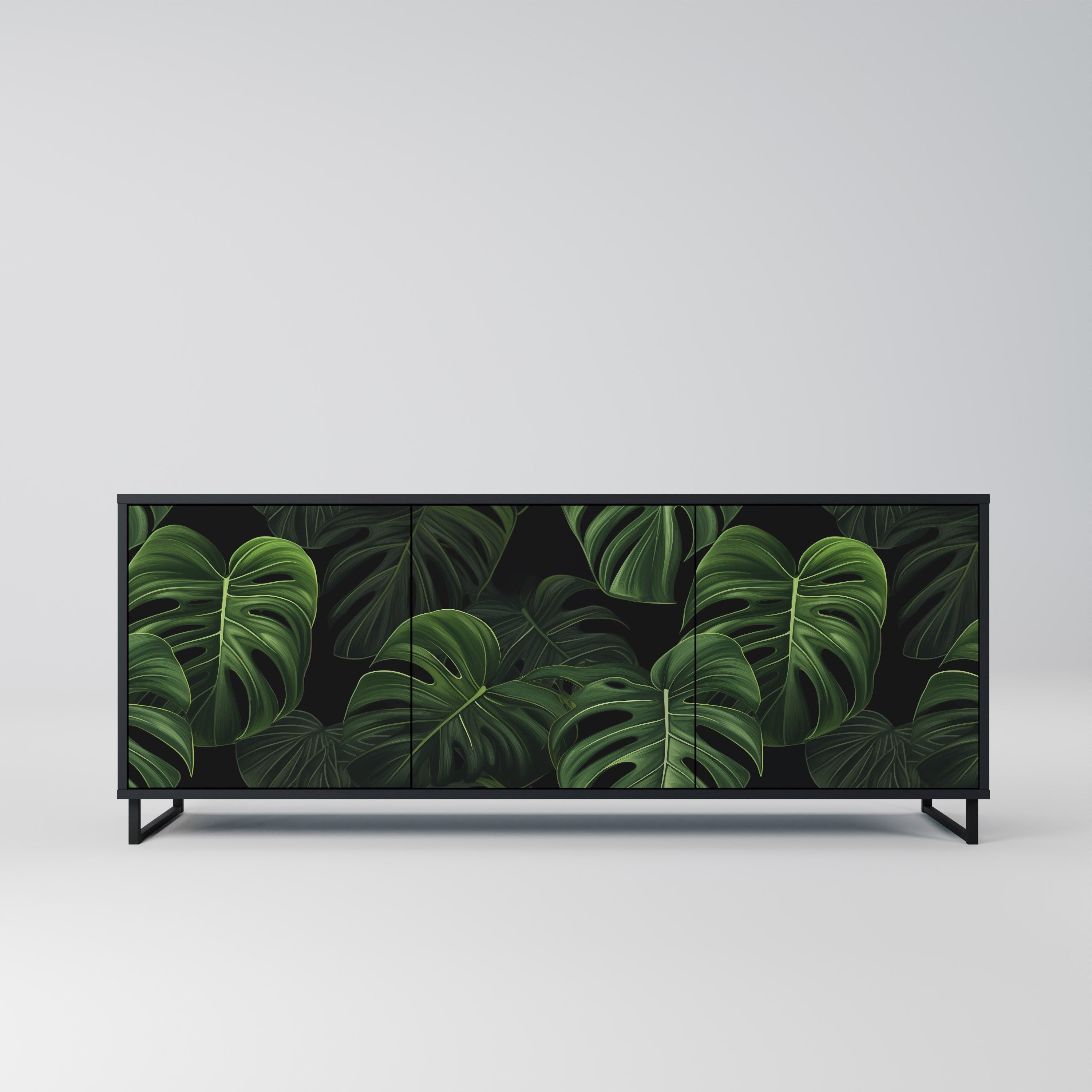 Μπουφές INFINITE MONSTERA με 3 πόρτες σε μαύρο φινίρισμα