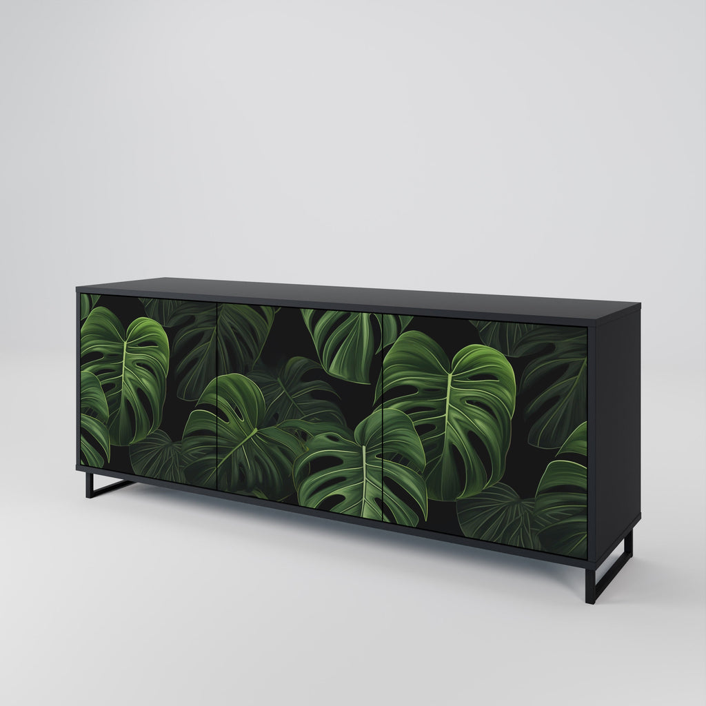 Μπουφές INFINITE MONSTERA με 3 πόρτες σε μαύρο φινίρισμα