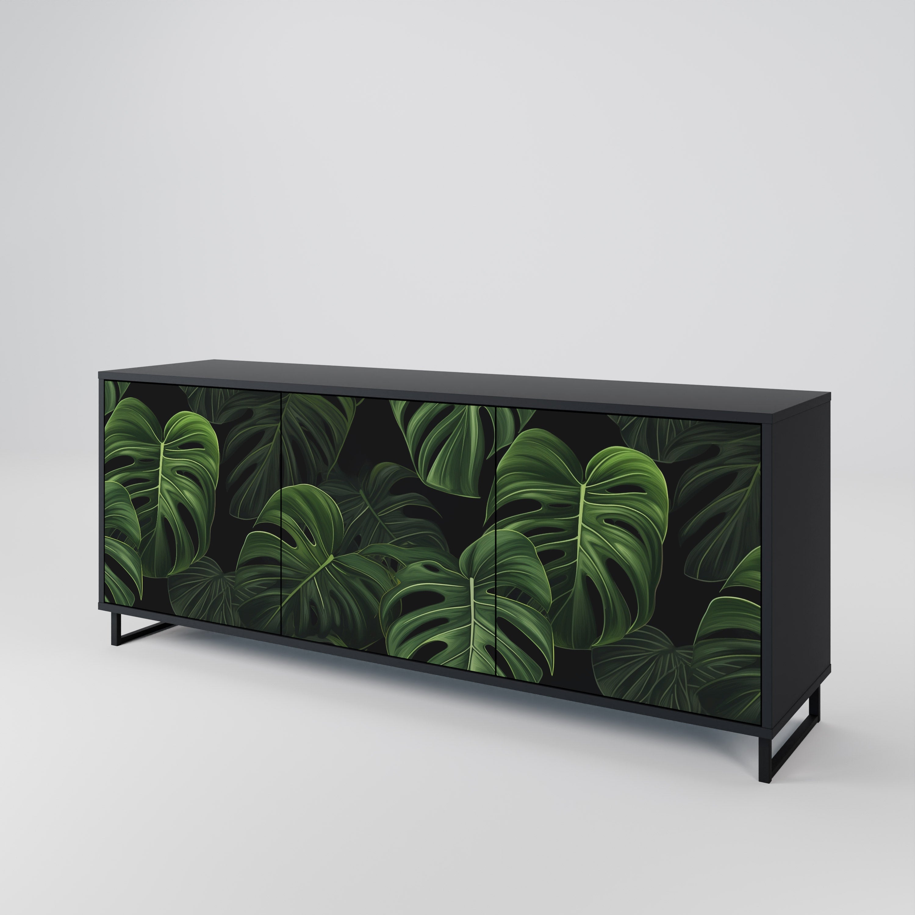 Μπουφές INFINITE MONSTERA με 3 πόρτες σε μαύρο φινίρισμα