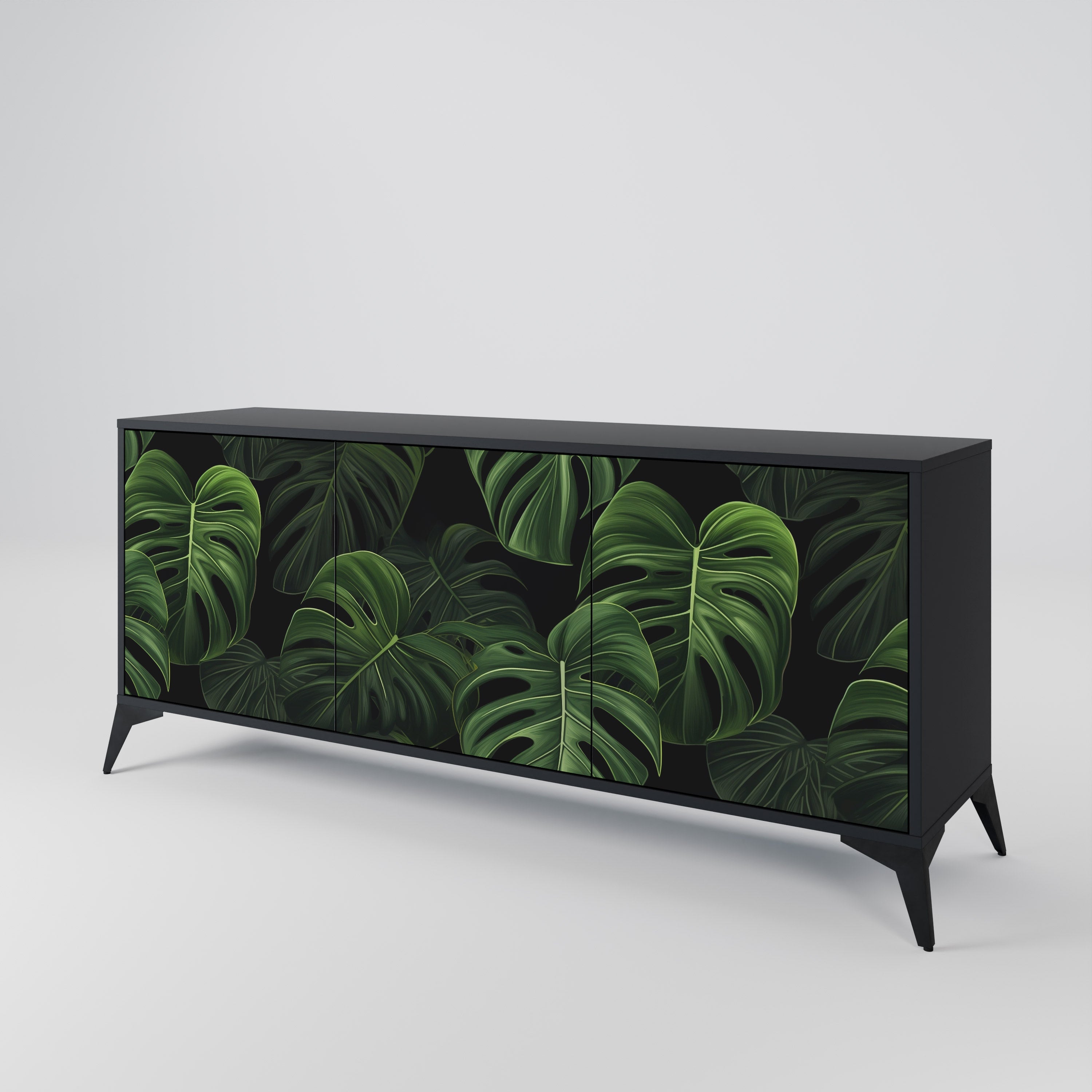 Μπουφές INFINITE MONSTERA με 3 πόρτες σε μαύρο φινίρισμα