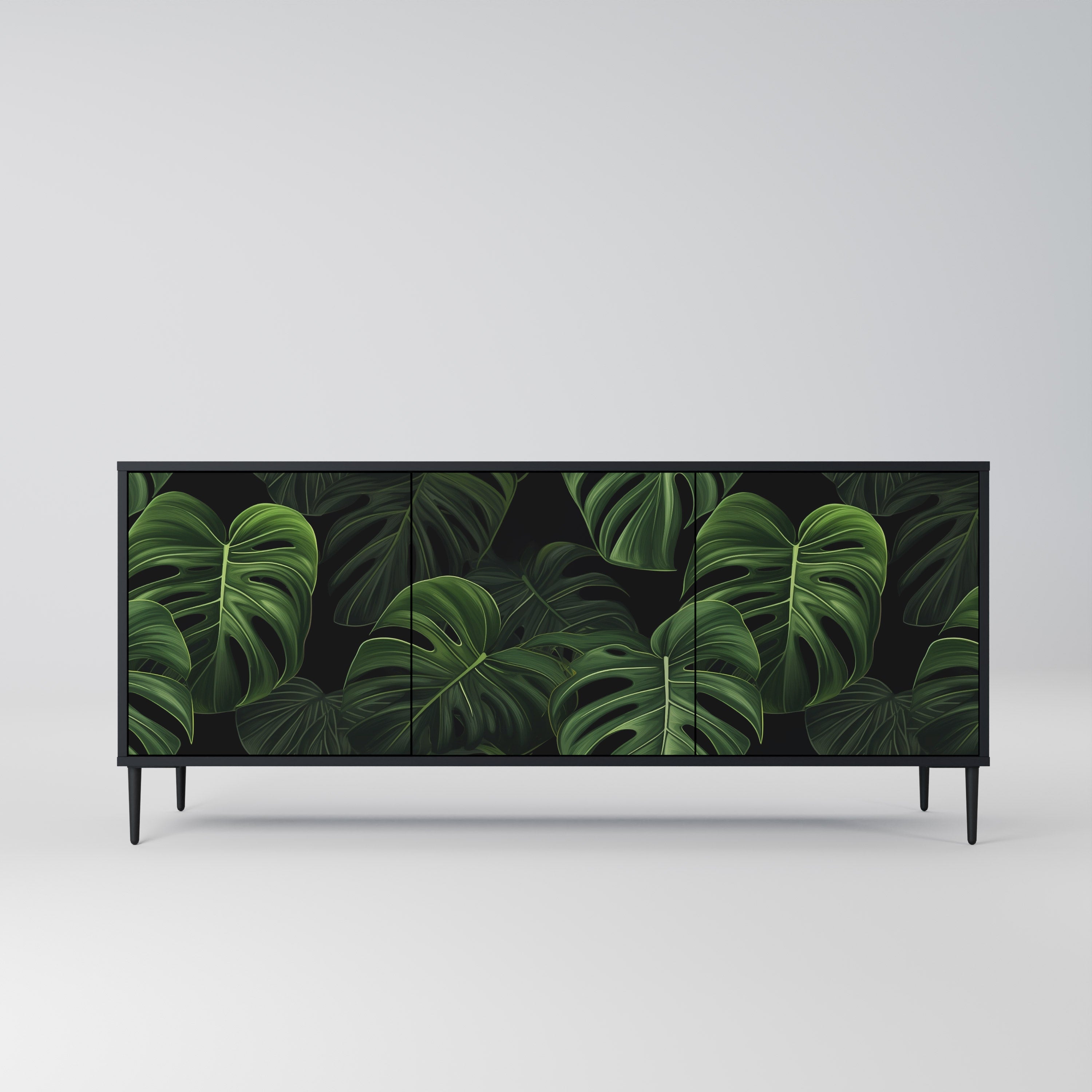 Μπουφές INFINITE MONSTERA με 3 πόρτες σε μαύρο φινίρισμα