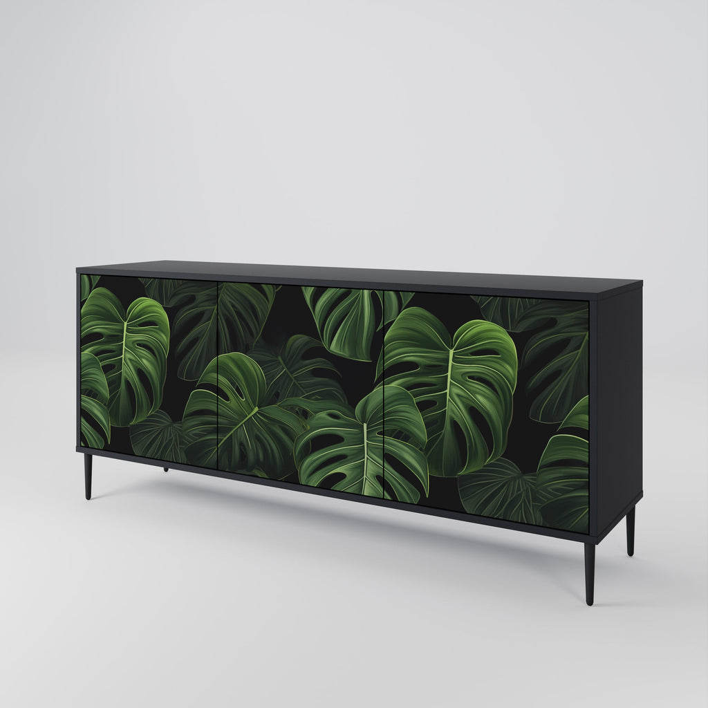 Μπουφές INFINITE MONSTERA με 3 πόρτες σε μαύρο φινίρισμα