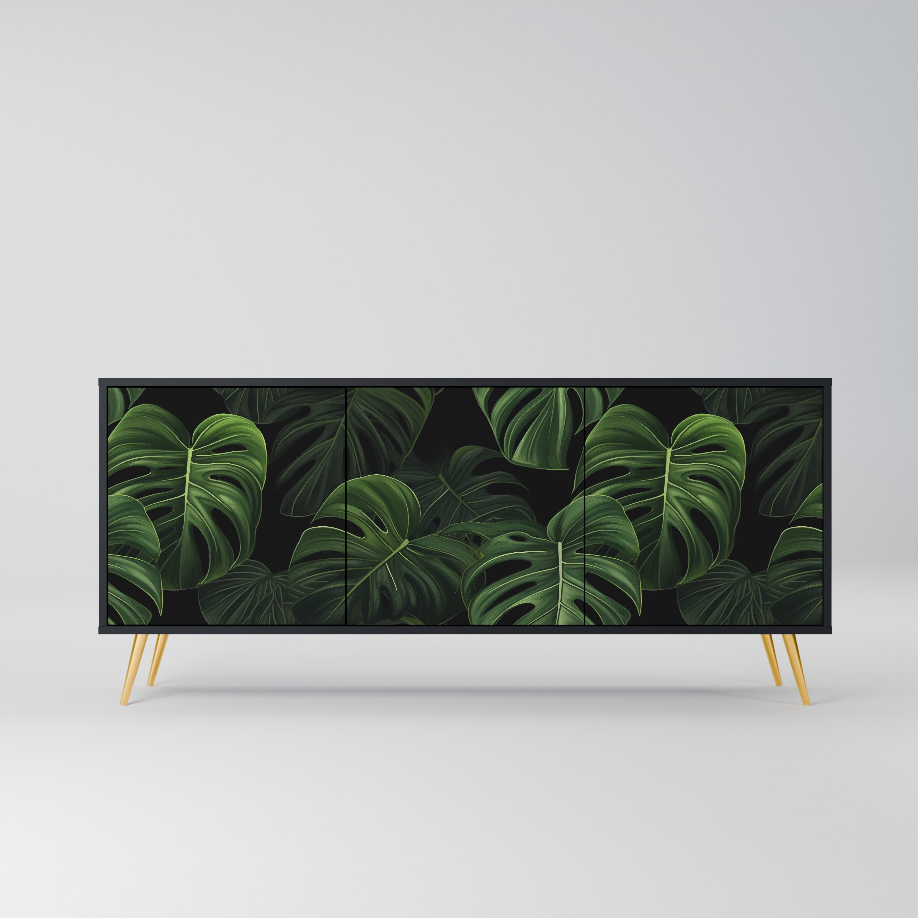 Μπουφές INFINITE MONSTERA με 3 πόρτες σε μαύρο φινίρισμα