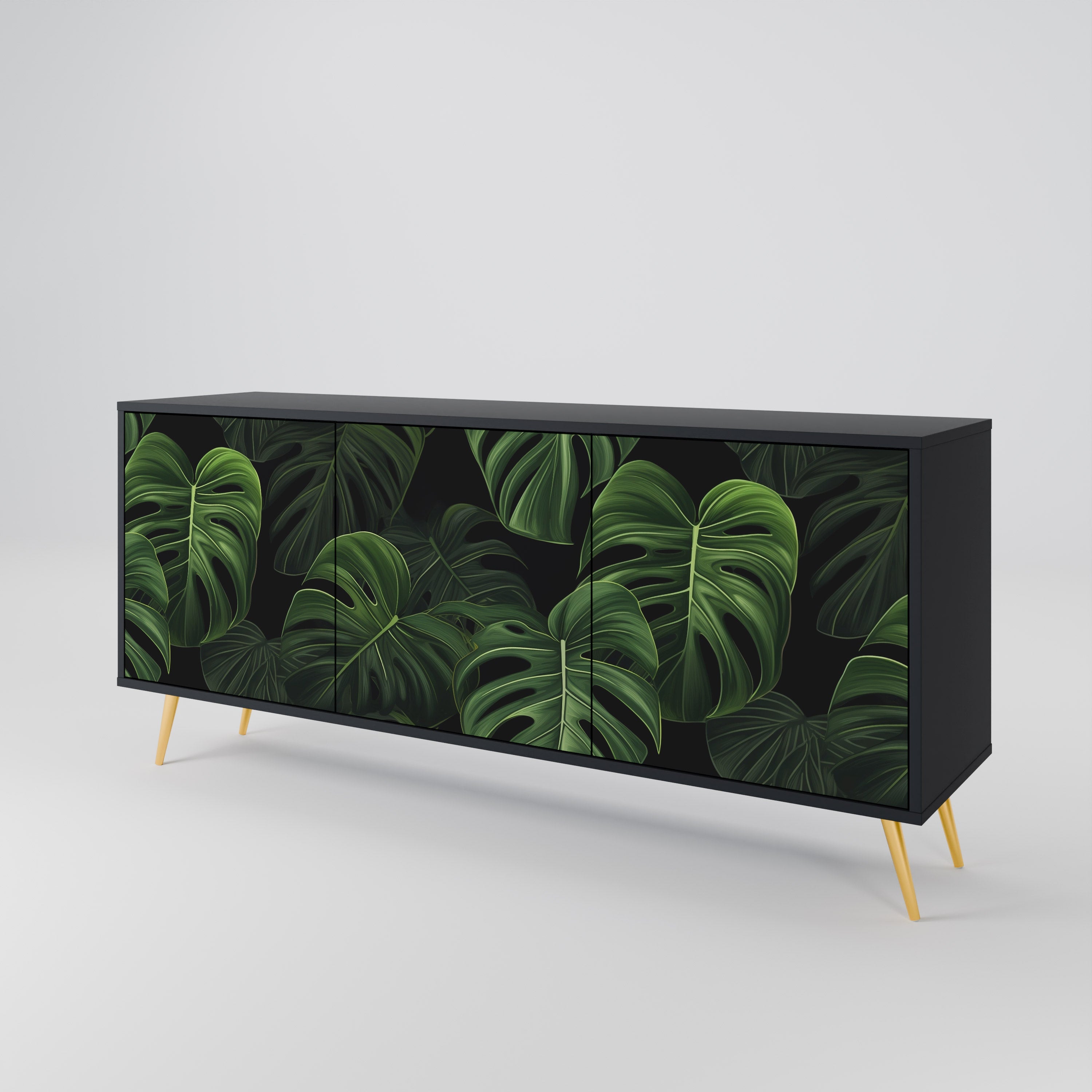 Μπουφές INFINITE MONSTERA με 3 πόρτες σε μαύρο φινίρισμα