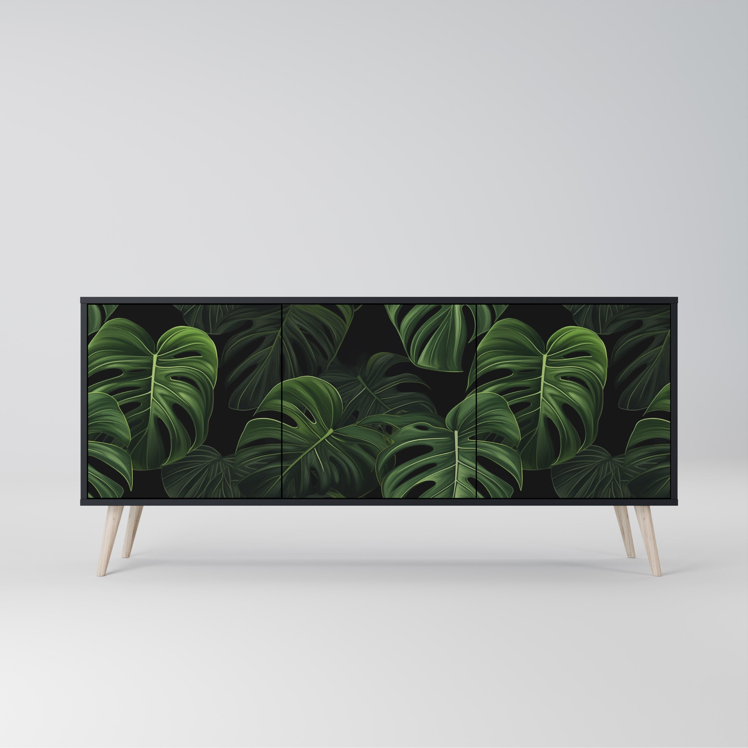 Μπουφές INFINITE MONSTERA με 3 πόρτες σε μαύρο φινίρισμα