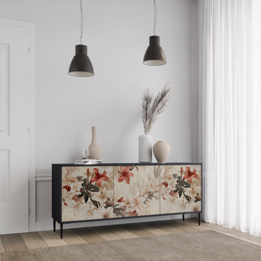 Μπουφές PETAL HARMONY με 3 πόρτες σε μαύρο φινίρισμα