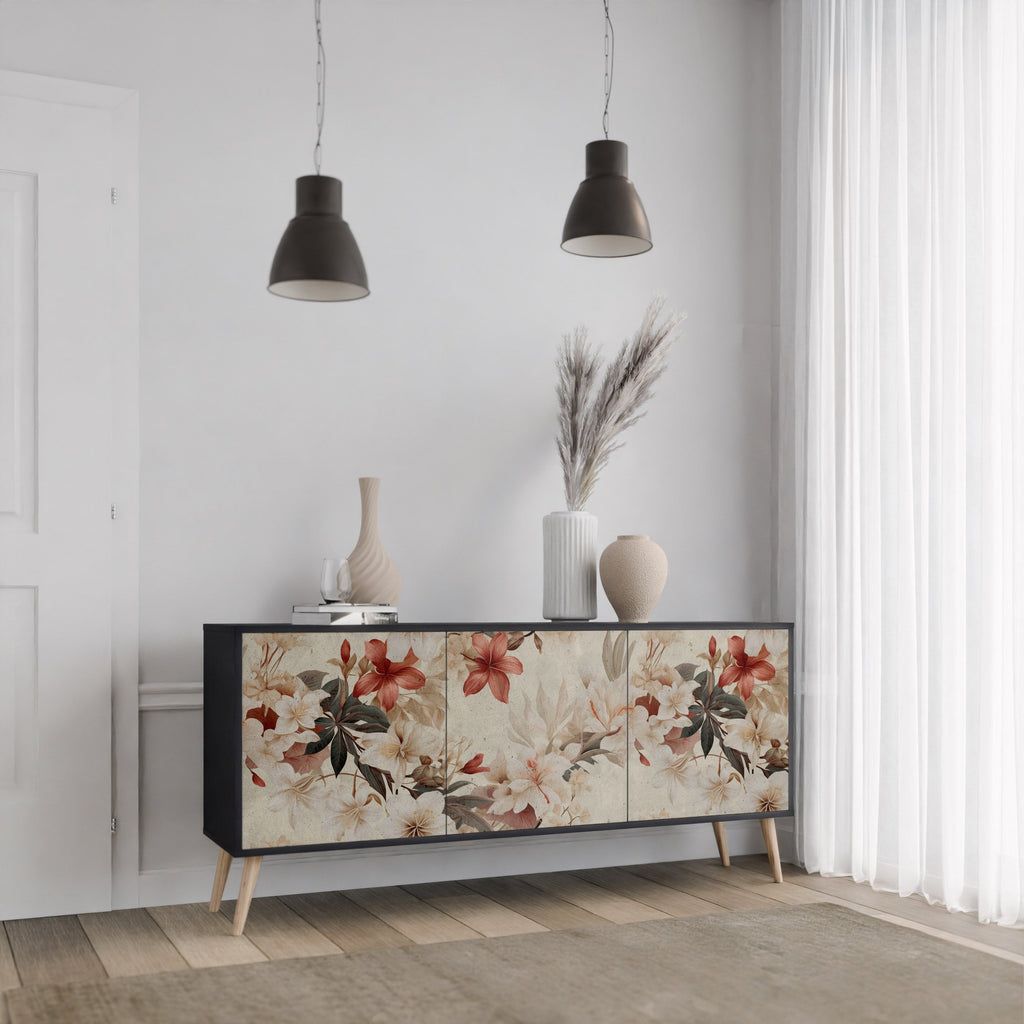 Μπουφές PETAL HARMONY με 3 πόρτες σε μαύρο φινίρισμα