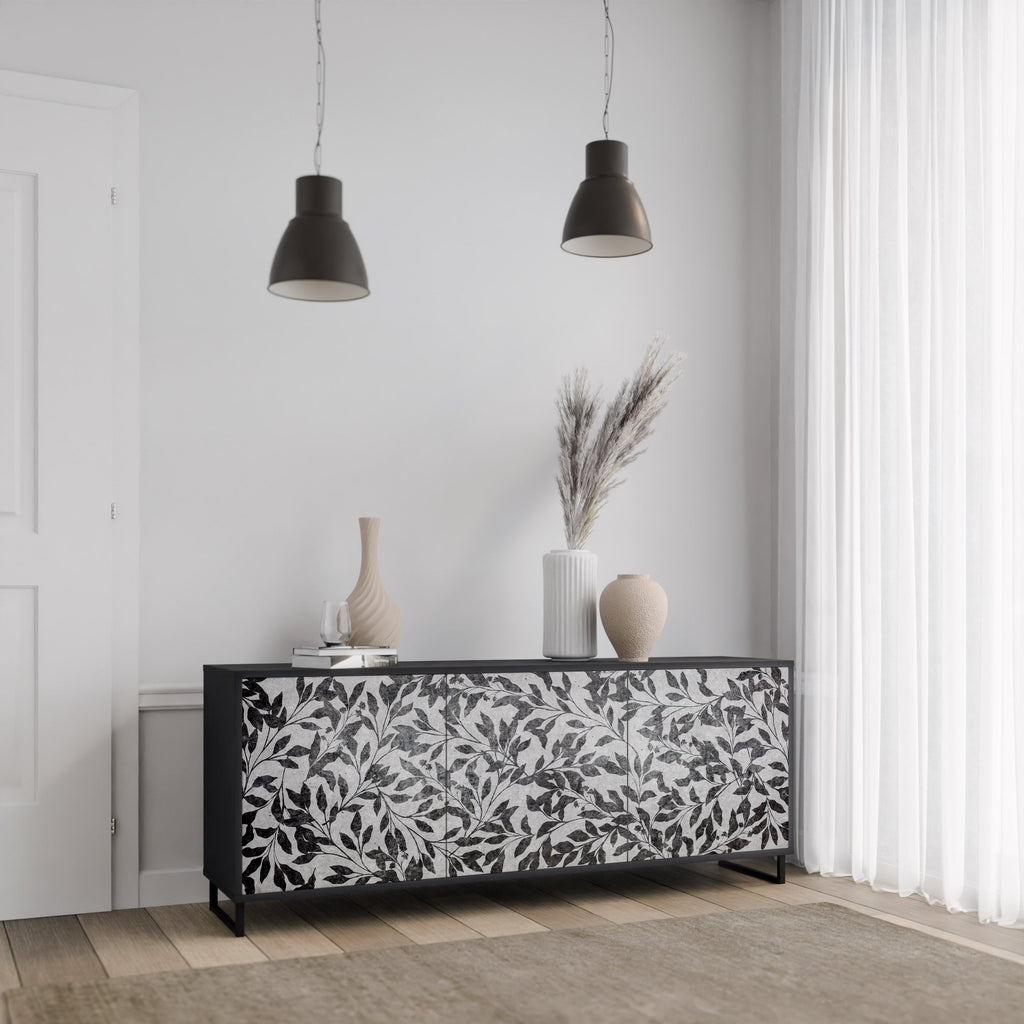 Μπουφές CHARCOAL SPROUT με 3 πόρτες σε μαύρο φινίρισμα