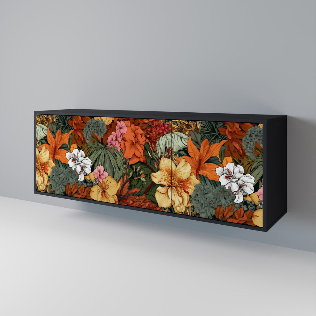 Μπουφές RADIANT FLORA με 3 πόρτες σε μαύρο φινίρισμα