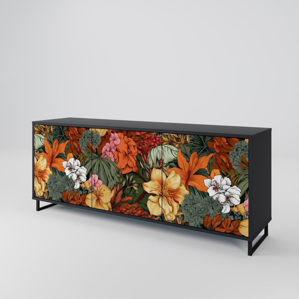 Μπουφές RADIANT FLORA με 3 πόρτες σε μαύρο φινίρισμα