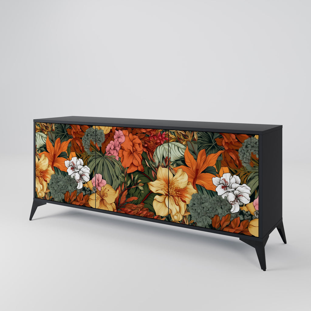 Μπουφές RADIANT FLORA με 3 πόρτες σε μαύρο φινίρισμα