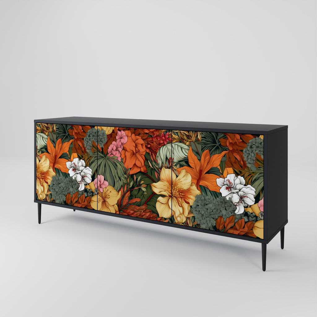 Μπουφές RADIANT FLORA με 3 πόρτες σε μαύρο φινίρισμα
