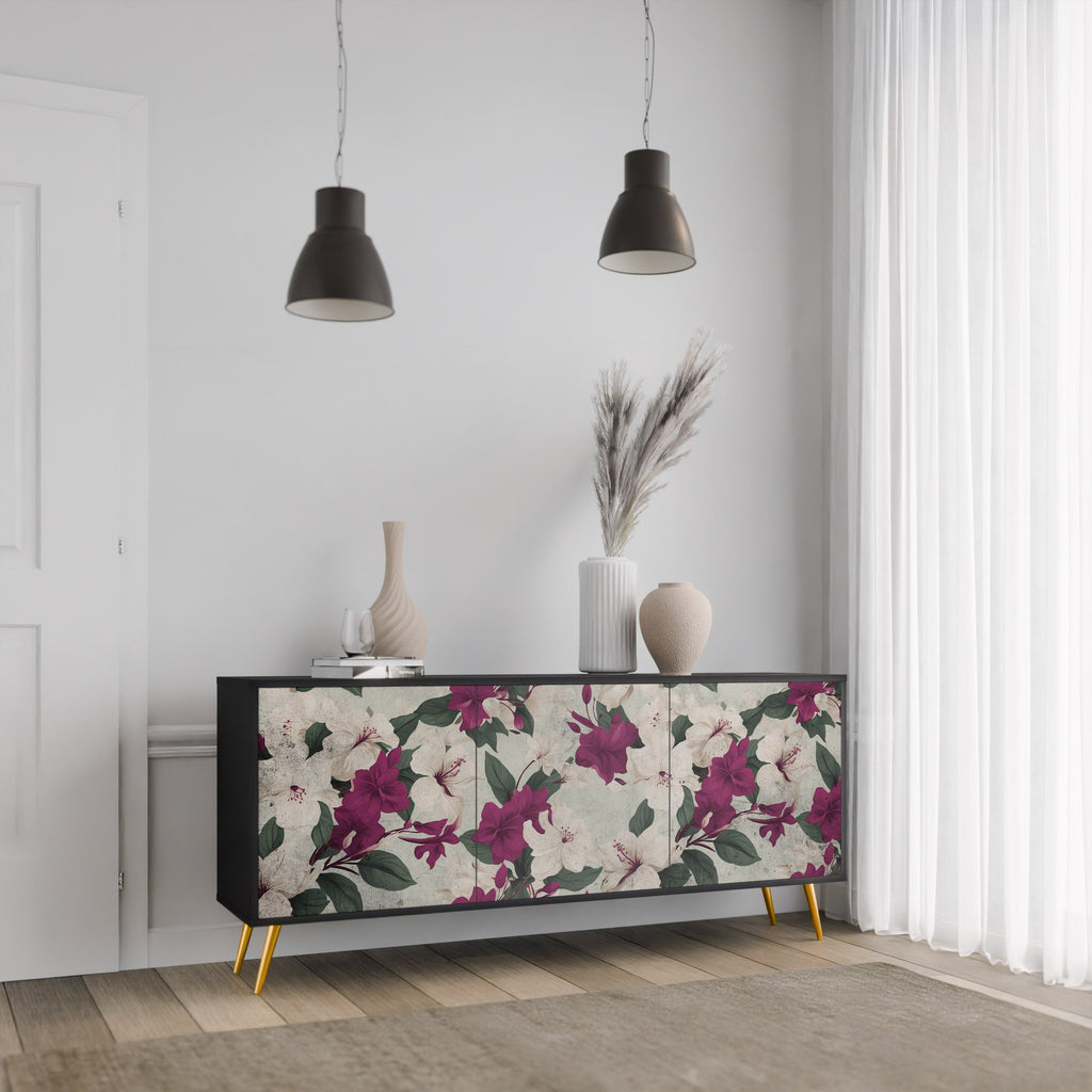 FLOWERET DREAM Μπουφές με 3 πόρτες σε μαύρο φινίρισμα