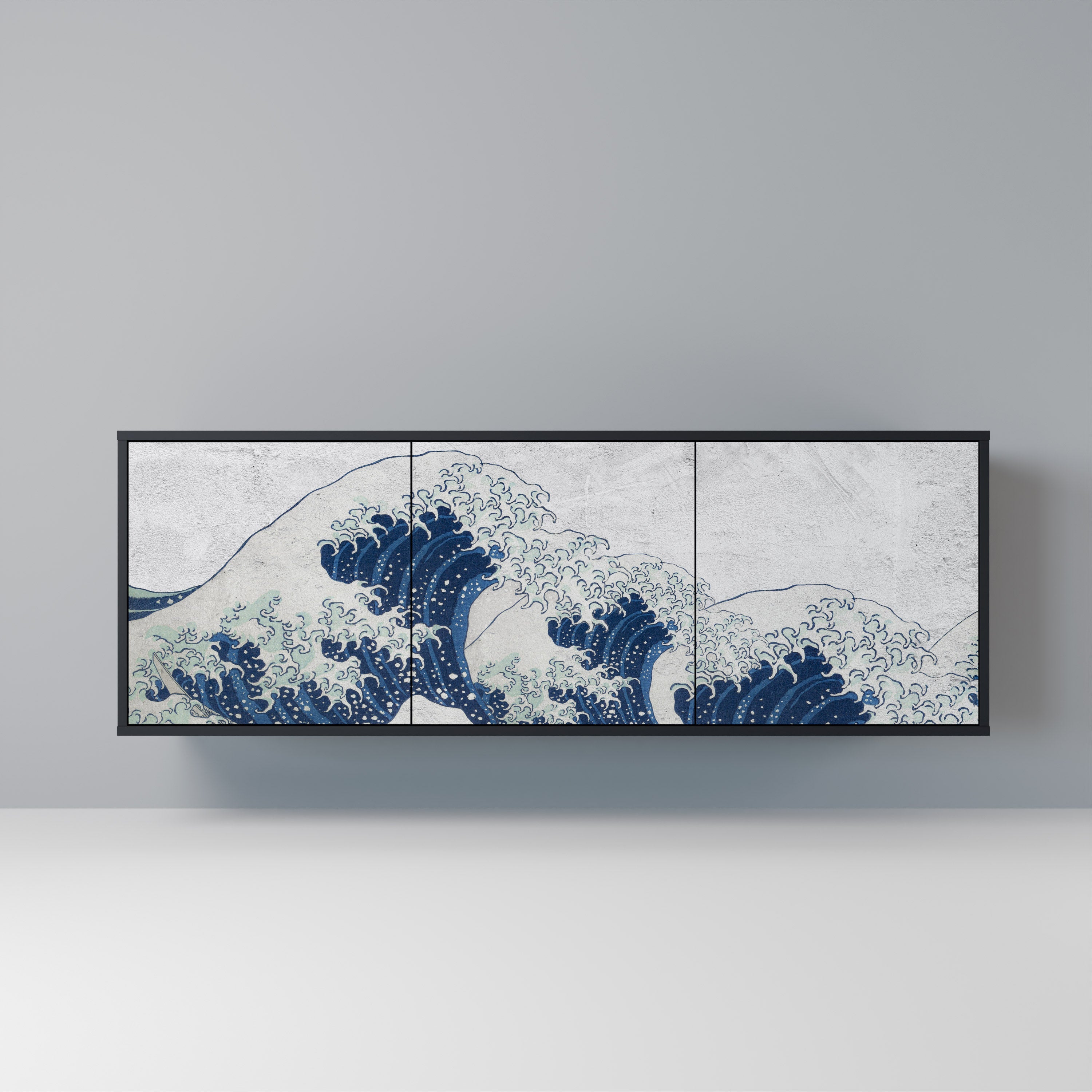 Μπουφές THE GREAT WAVE AT KANAGAWA με 3 πόρτες σε μαύρο φινίρισμα