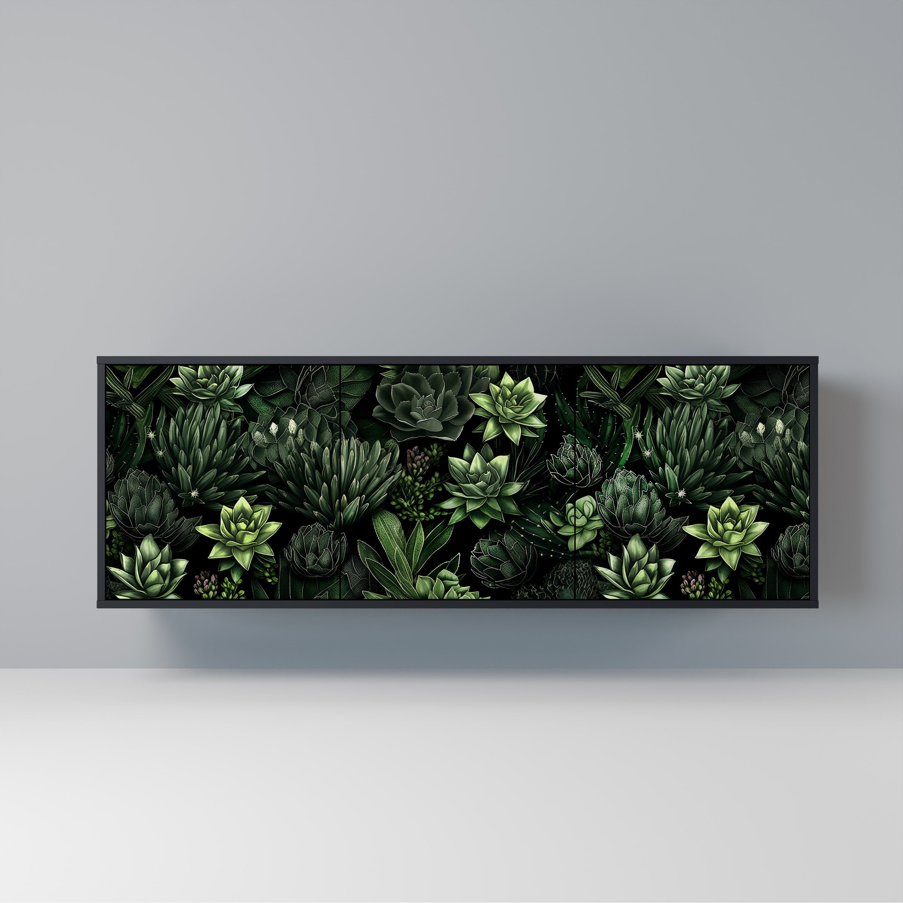 Μπουφές SUCCULENT JUNGLE με 3 πόρτες σε μαύρο φινίρισμα