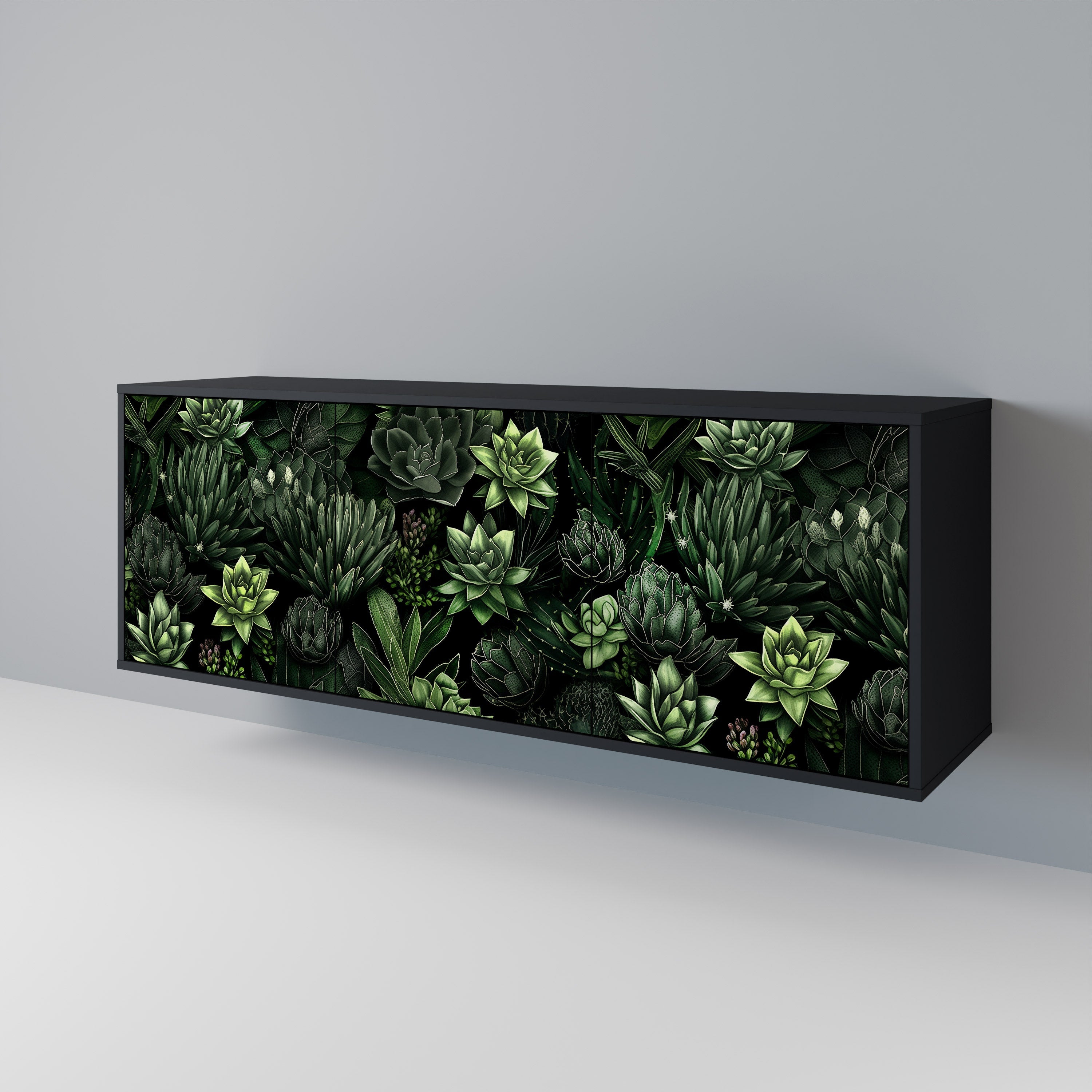Μπουφές SUCCULENT JUNGLE με 3 πόρτες σε μαύρο φινίρισμα