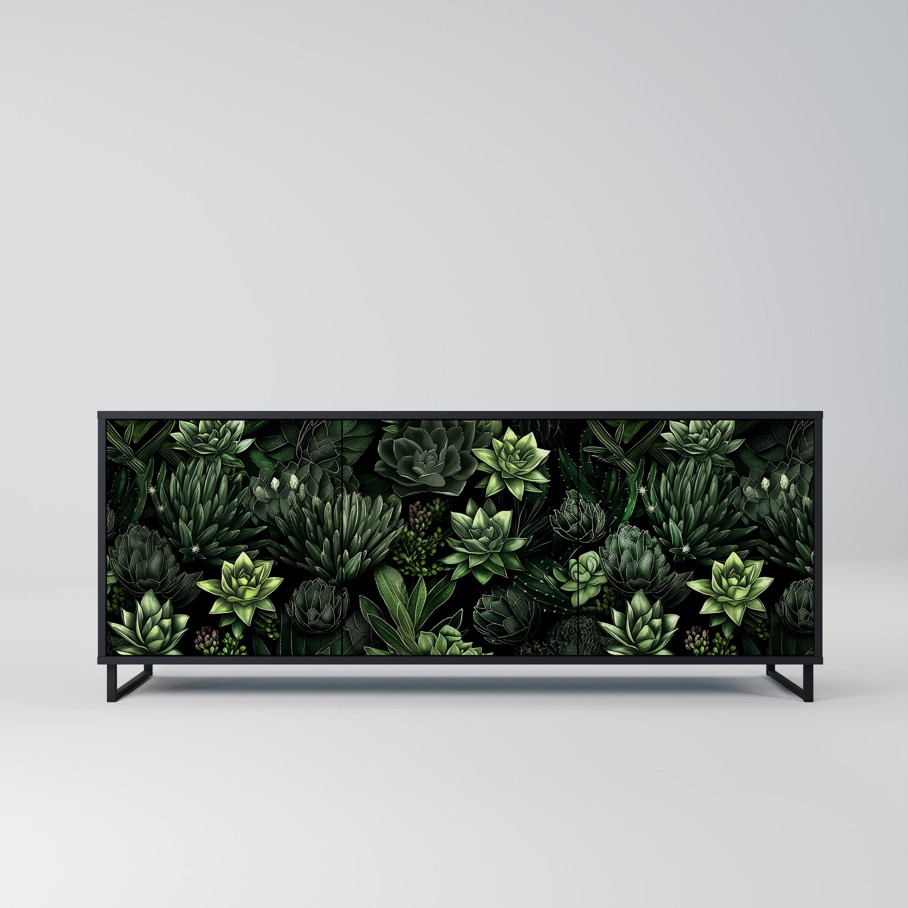 Μπουφές SUCCULENT JUNGLE με 3 πόρτες σε μαύρο φινίρισμα