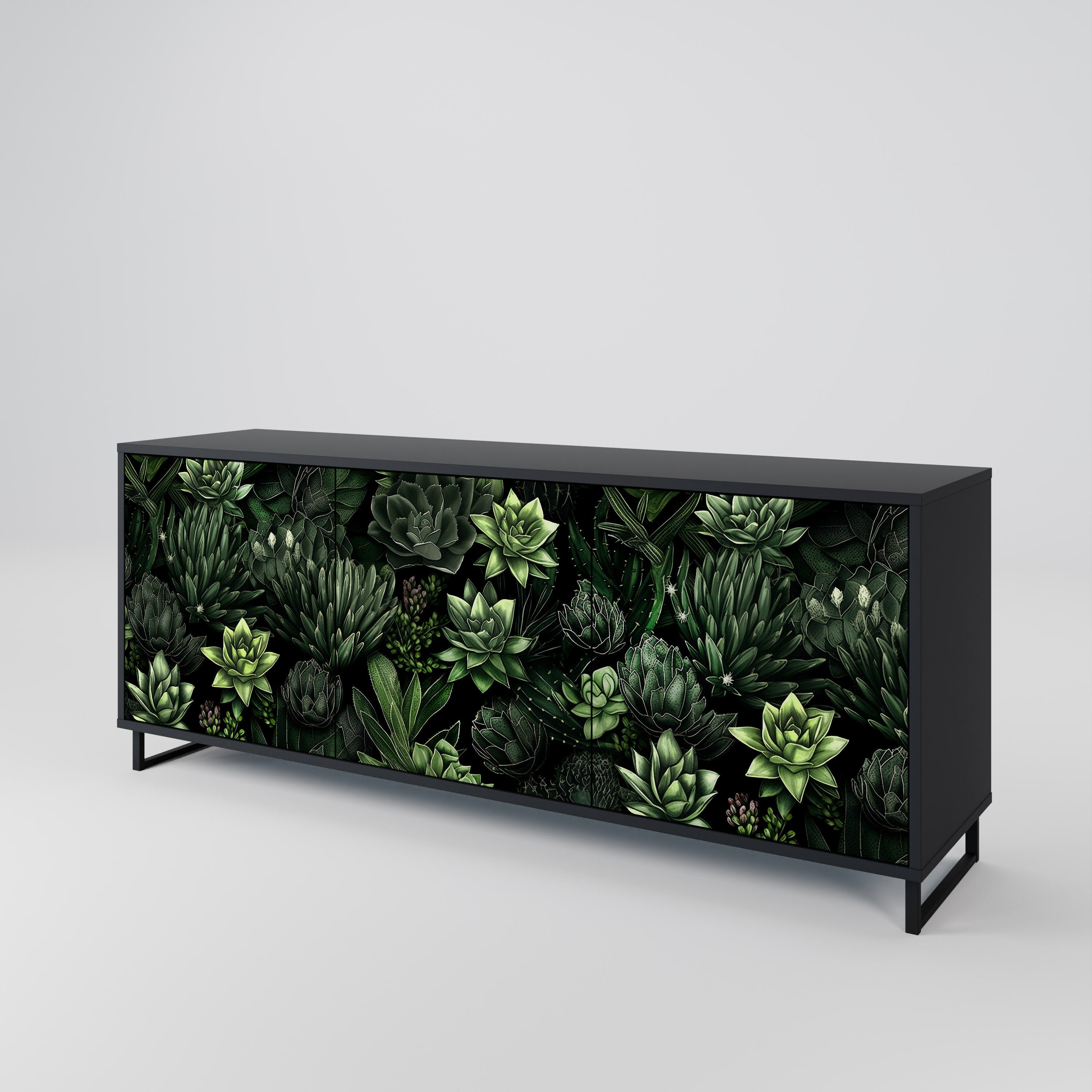 Μπουφές SUCCULENT JUNGLE με 3 πόρτες σε μαύρο φινίρισμα