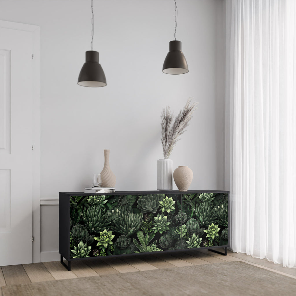 Μπουφές SUCCULENT JUNGLE με 3 πόρτες σε μαύρο φινίρισμα
