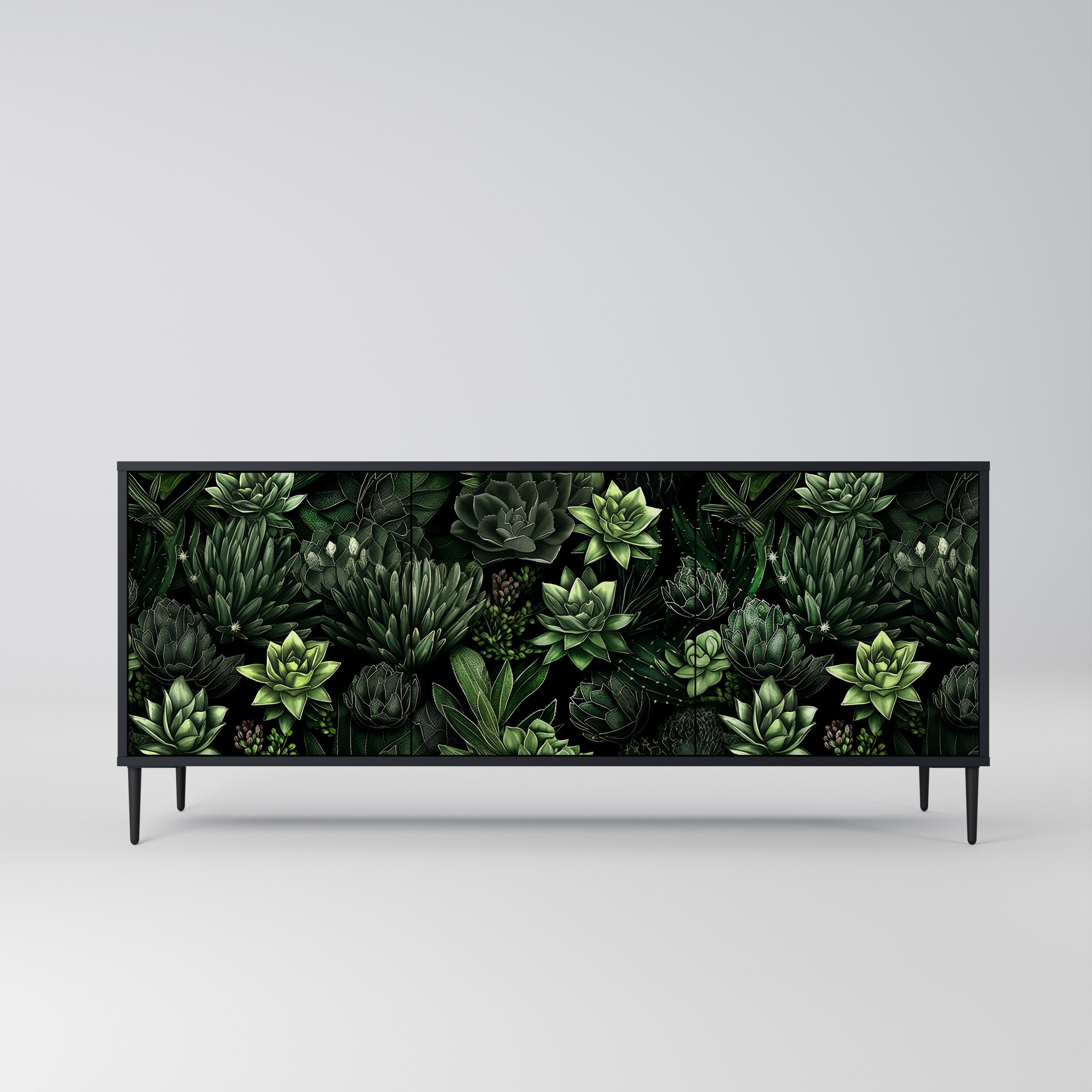 Μπουφές SUCCULENT JUNGLE με 3 πόρτες σε μαύρο φινίρισμα