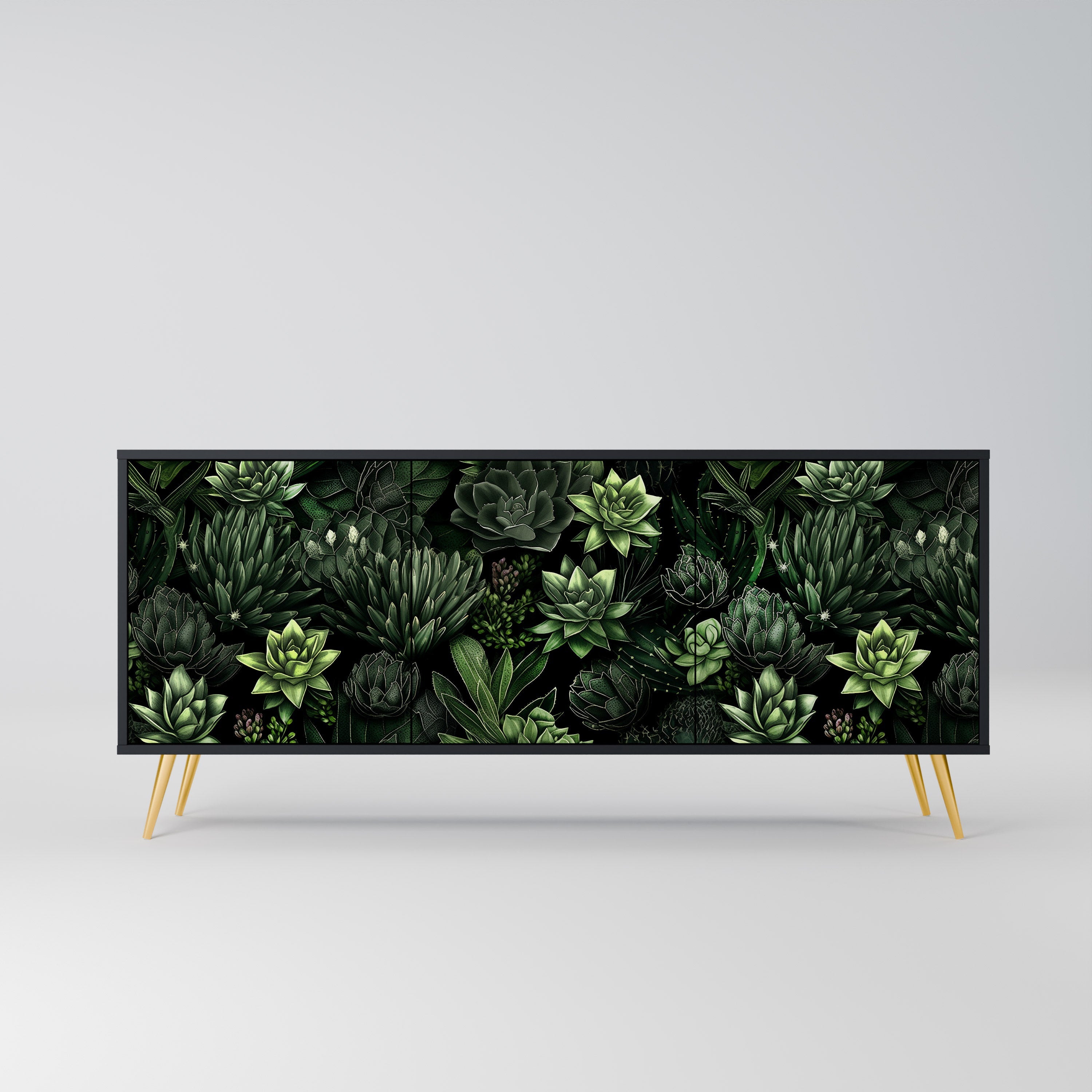 Μπουφές SUCCULENT JUNGLE με 3 πόρτες σε μαύρο φινίρισμα