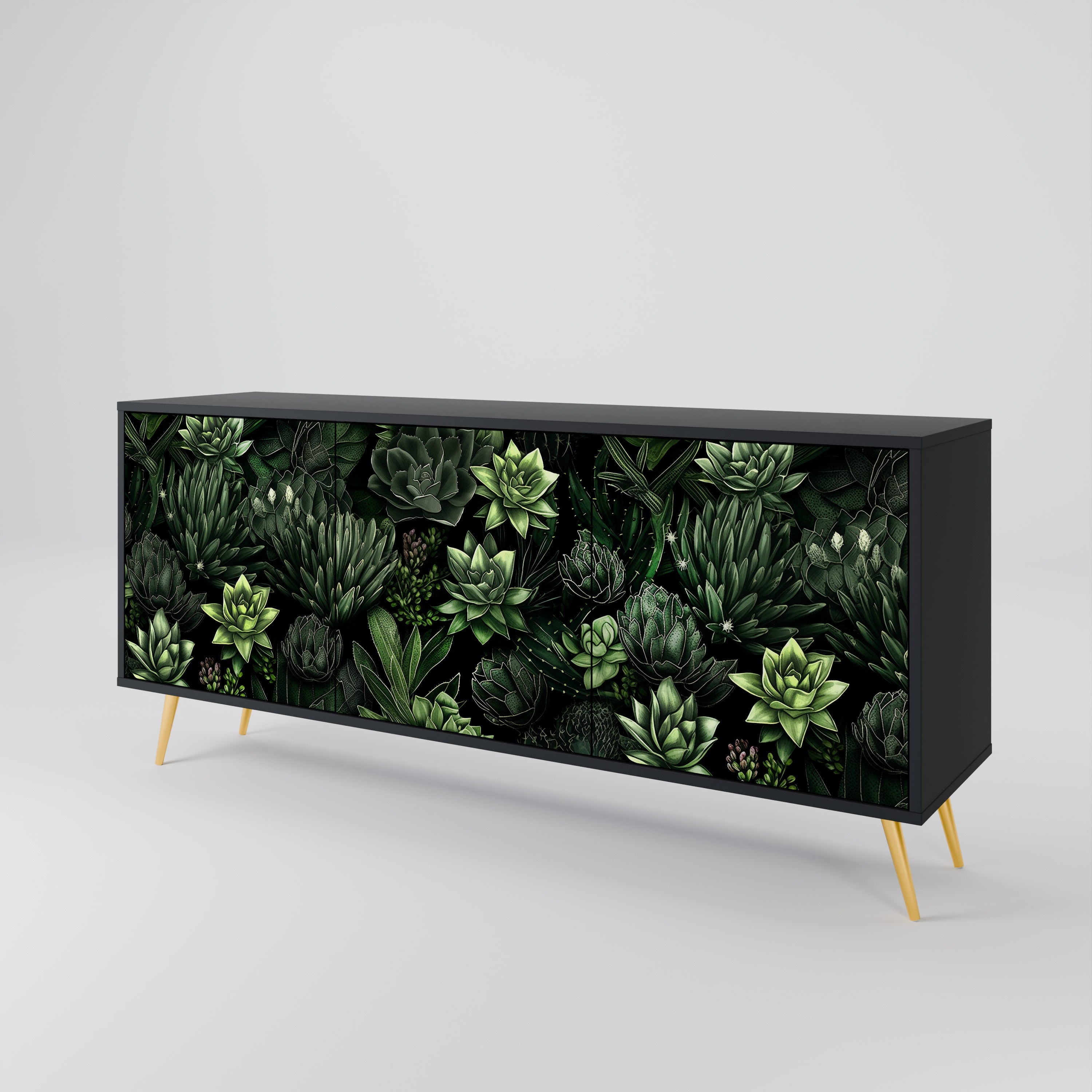 Μπουφές SUCCULENT JUNGLE με 3 πόρτες σε μαύρο φινίρισμα