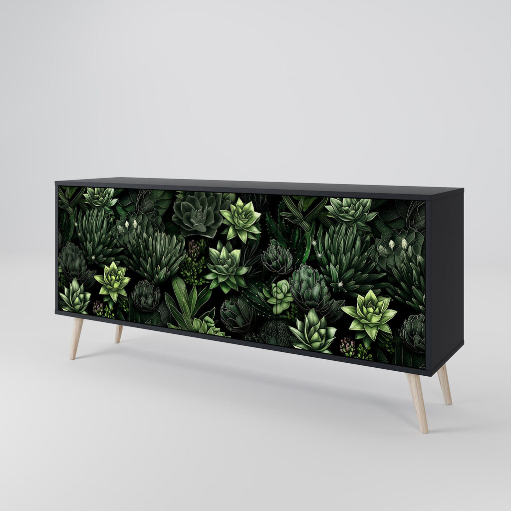 Μπουφές SUCCULENT JUNGLE με 3 πόρτες σε μαύρο φινίρισμα