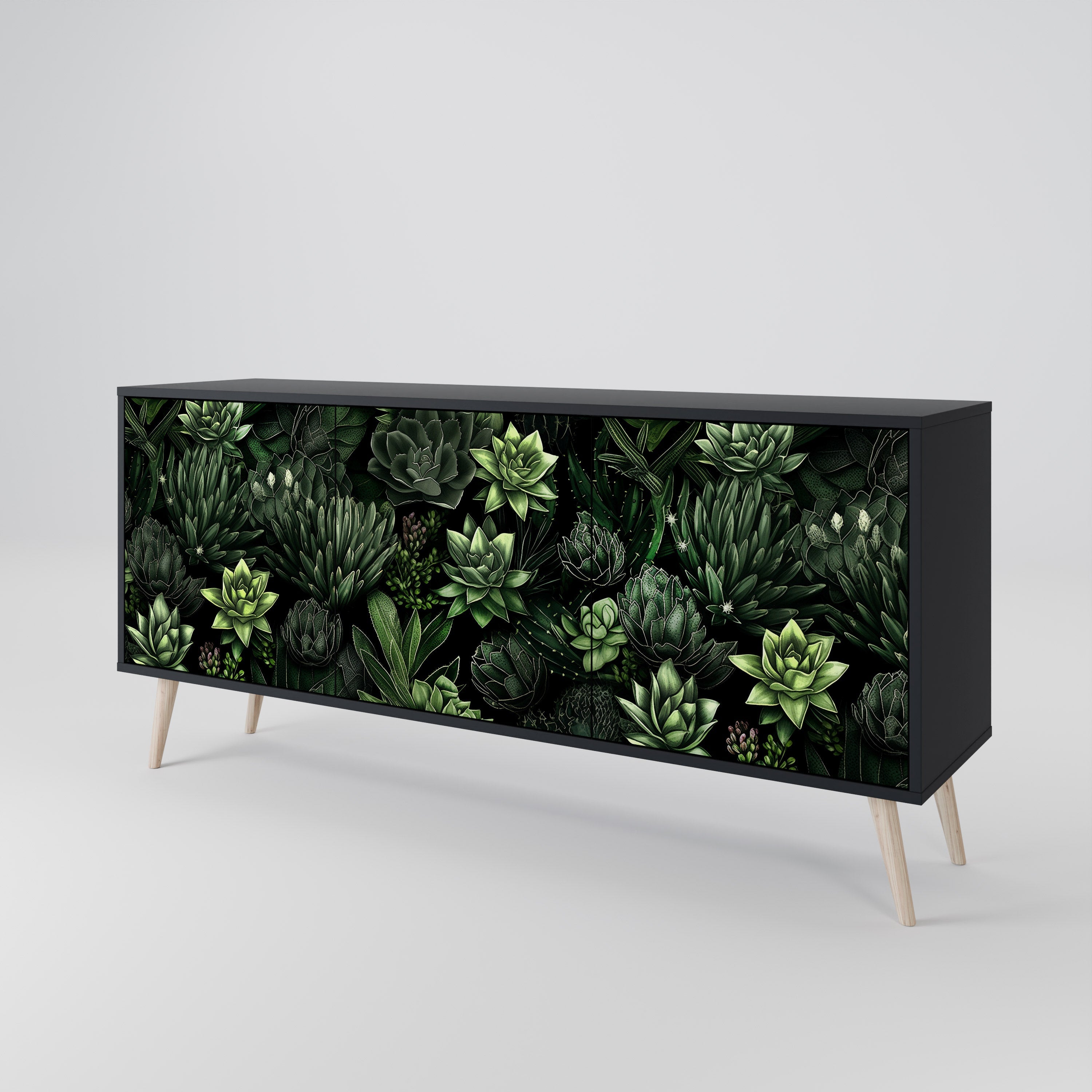 Μπουφές SUCCULENT JUNGLE με 3 πόρτες σε μαύρο φινίρισμα