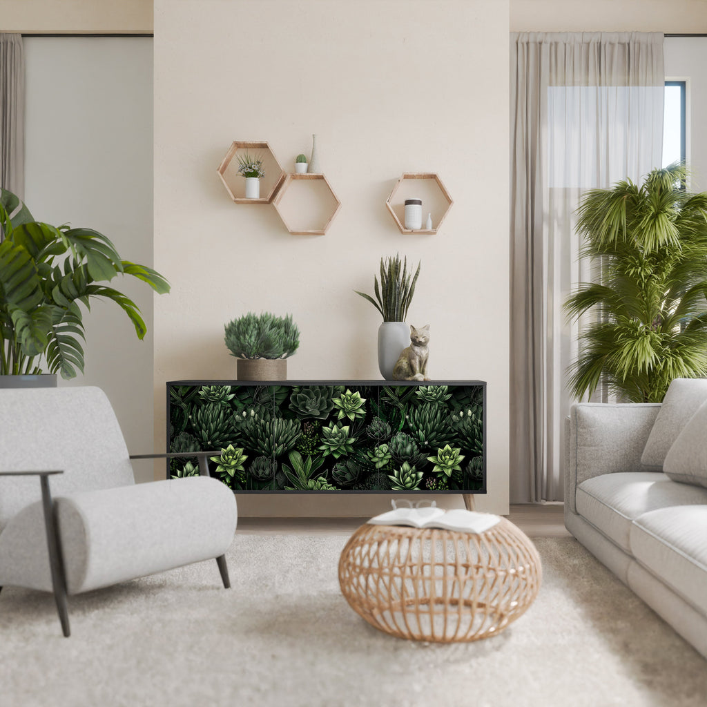 Μπουφές SUCCULENT JUNGLE με 3 πόρτες σε μαύρο φινίρισμα