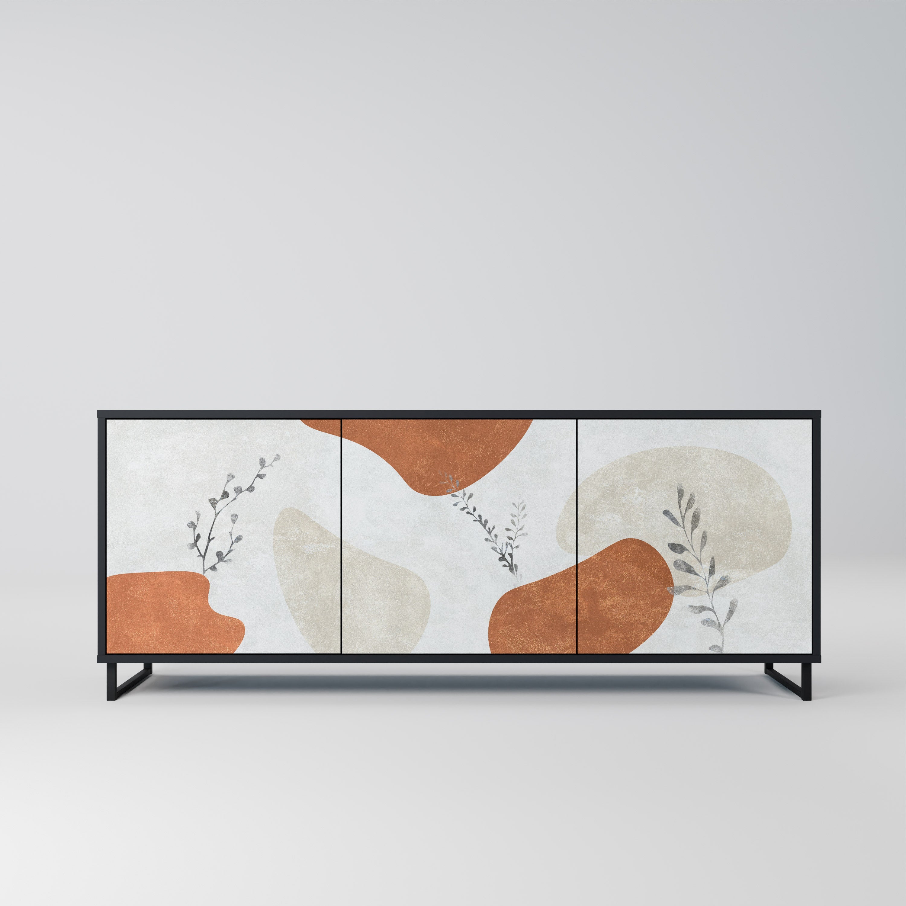 Μπουφές TRANQUIL TWIG με 3 πόρτες σε μαύρο φινίρισμα