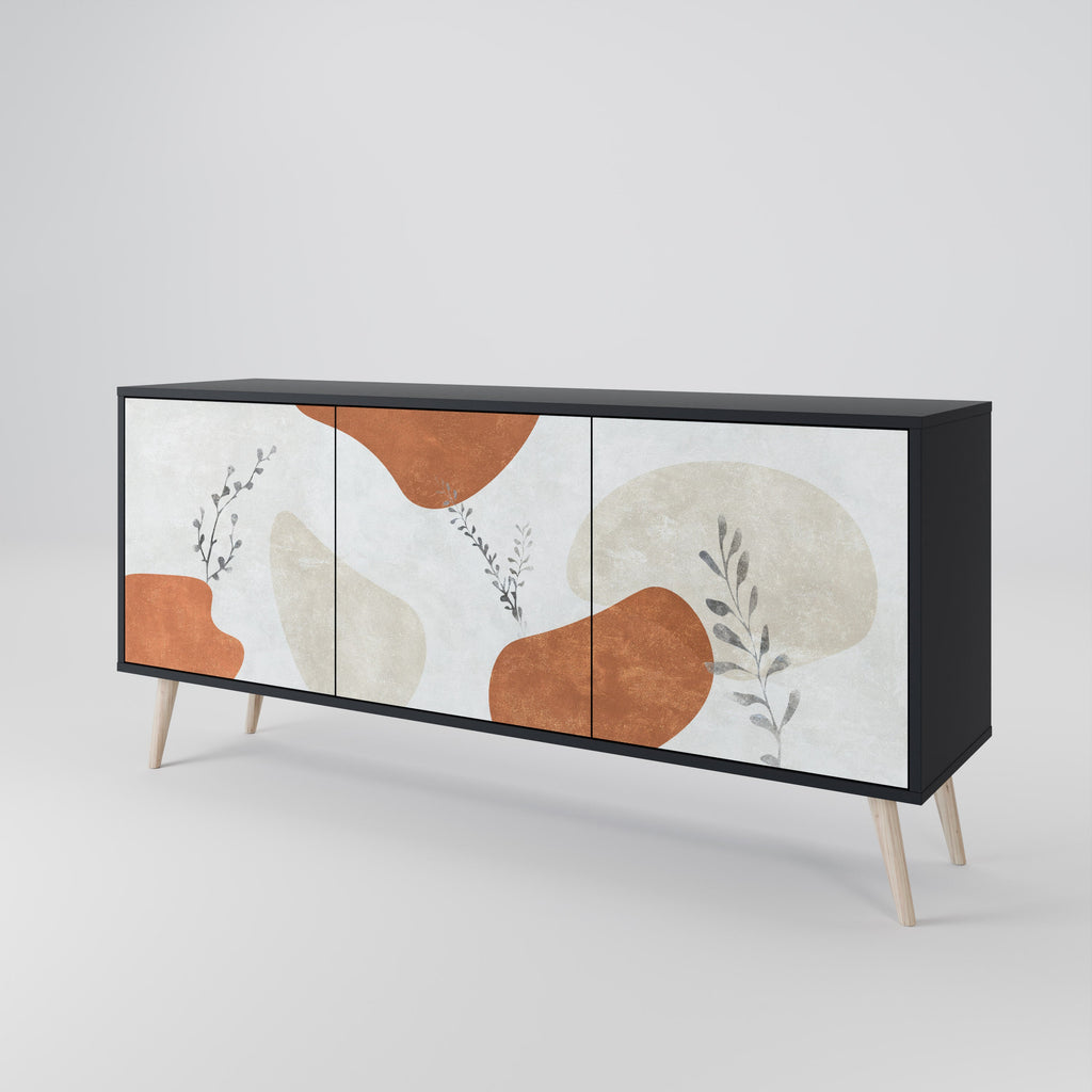 Μπουφές TRANQUIL TWIG με 3 πόρτες σε μαύρο φινίρισμα