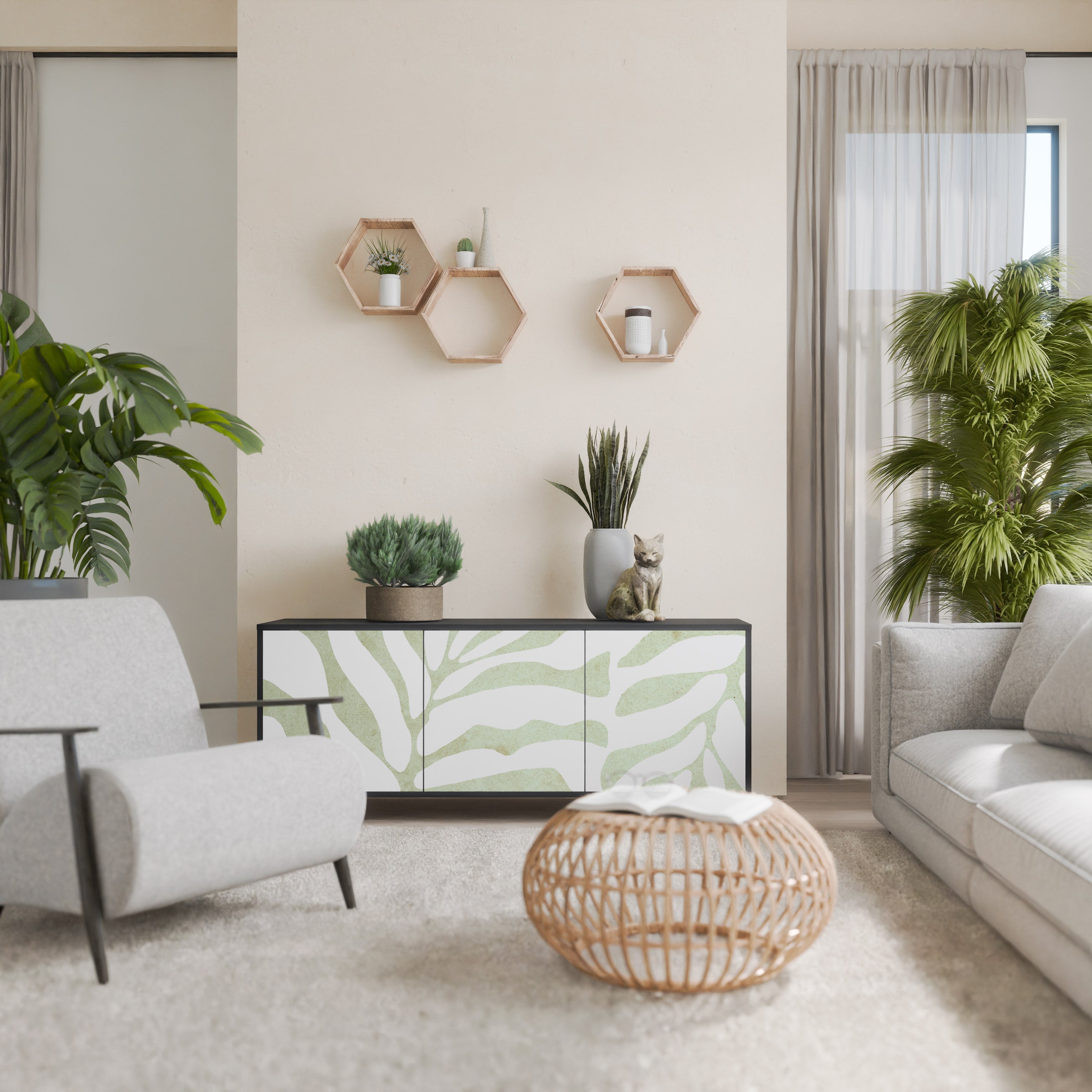 Μπουφές BOTANICAL SPARK 3θυρο σε μαύρο φινίρισμα