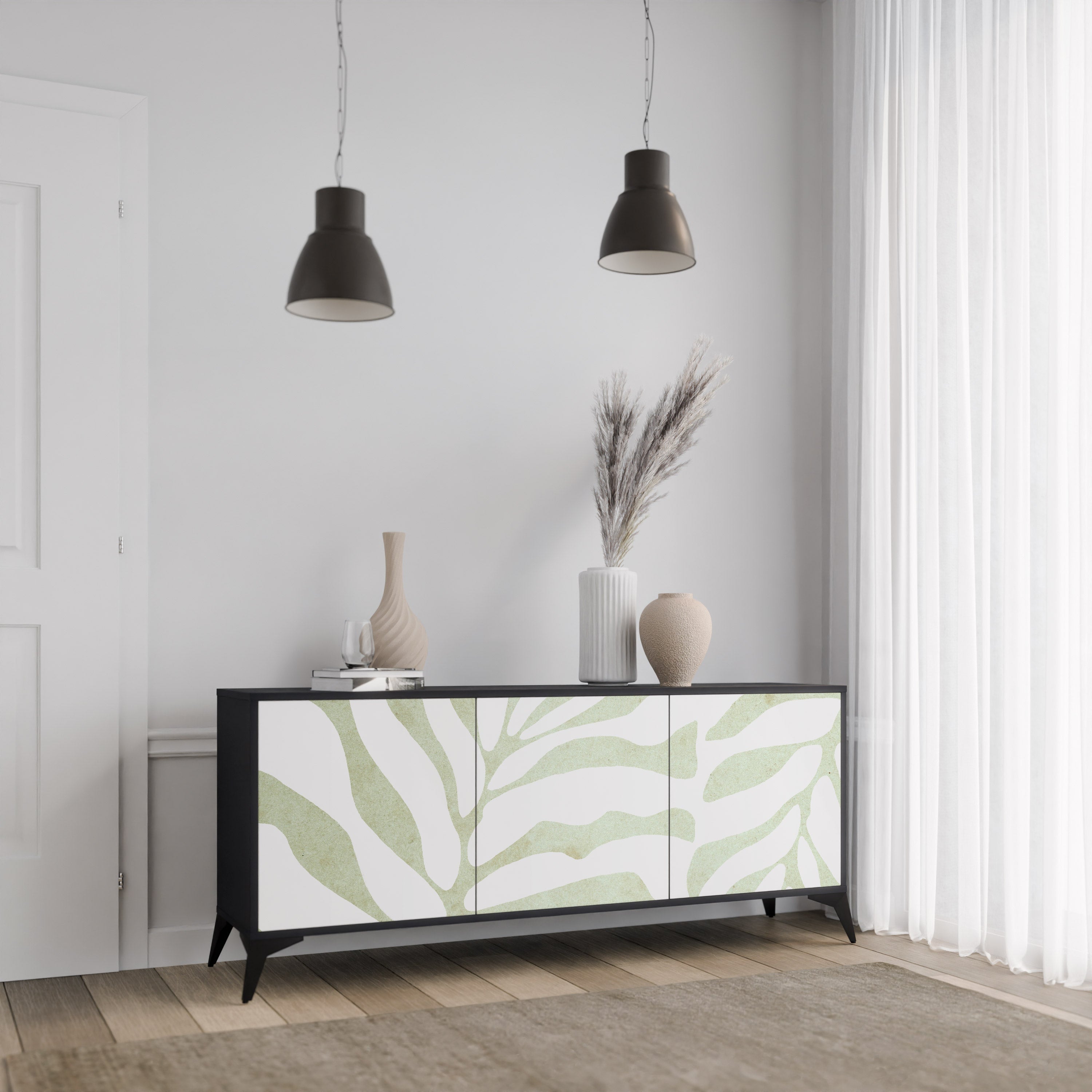Μπουφές BOTANICAL SPARK 3θυρο σε μαύρο φινίρισμα
