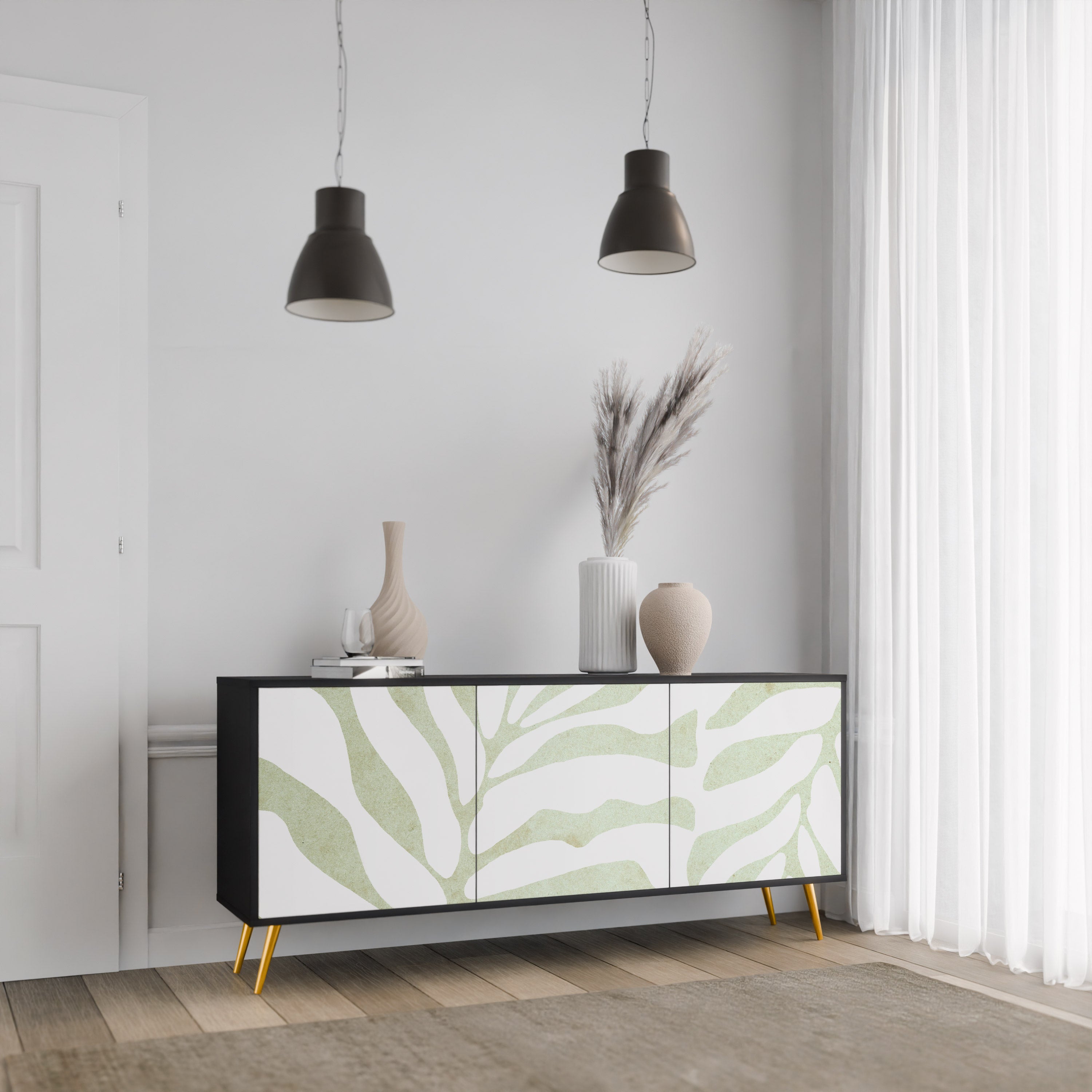 Μπουφές BOTANICAL SPARK 3θυρο σε μαύρο φινίρισμα