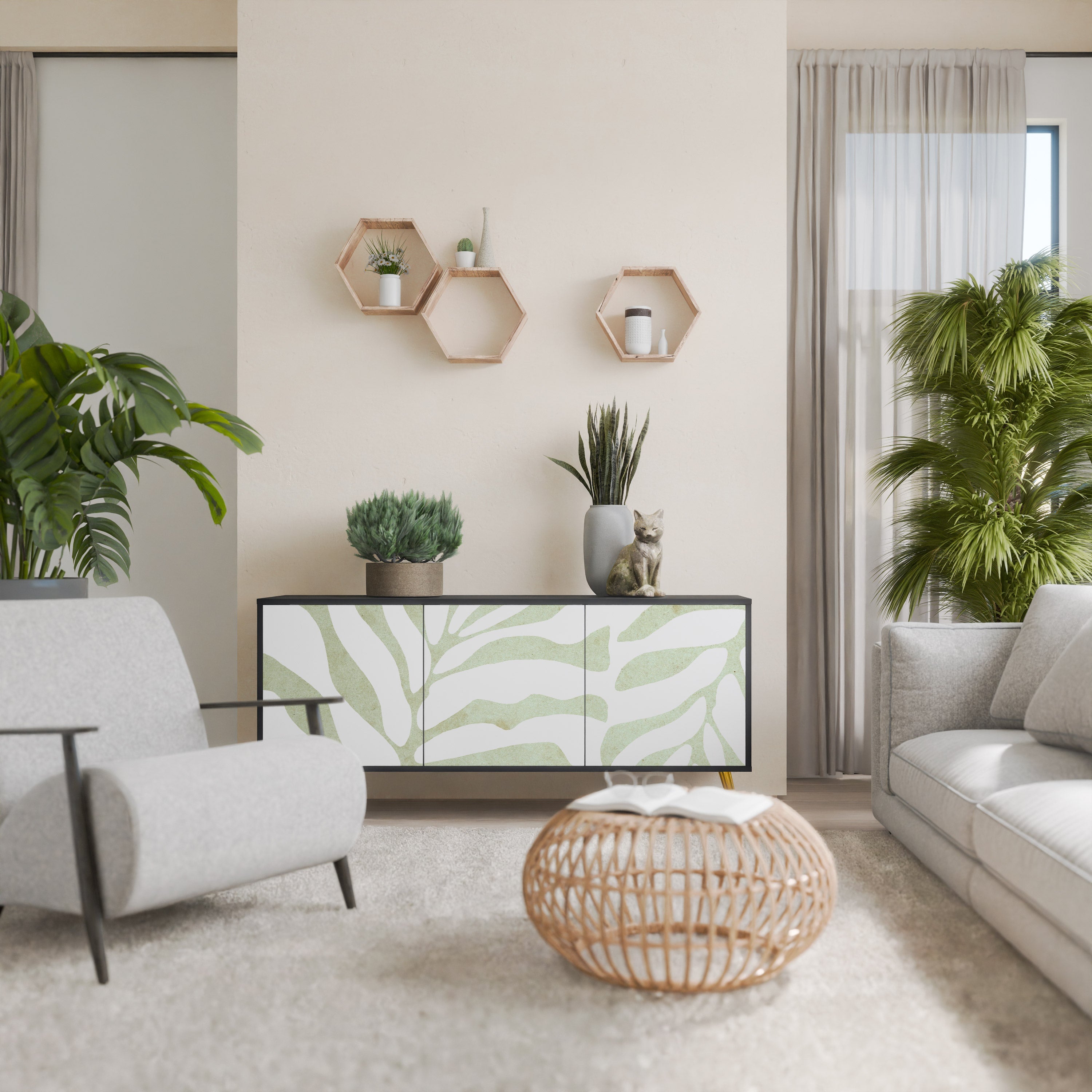 Μπουφές BOTANICAL SPARK 3θυρο σε μαύρο φινίρισμα