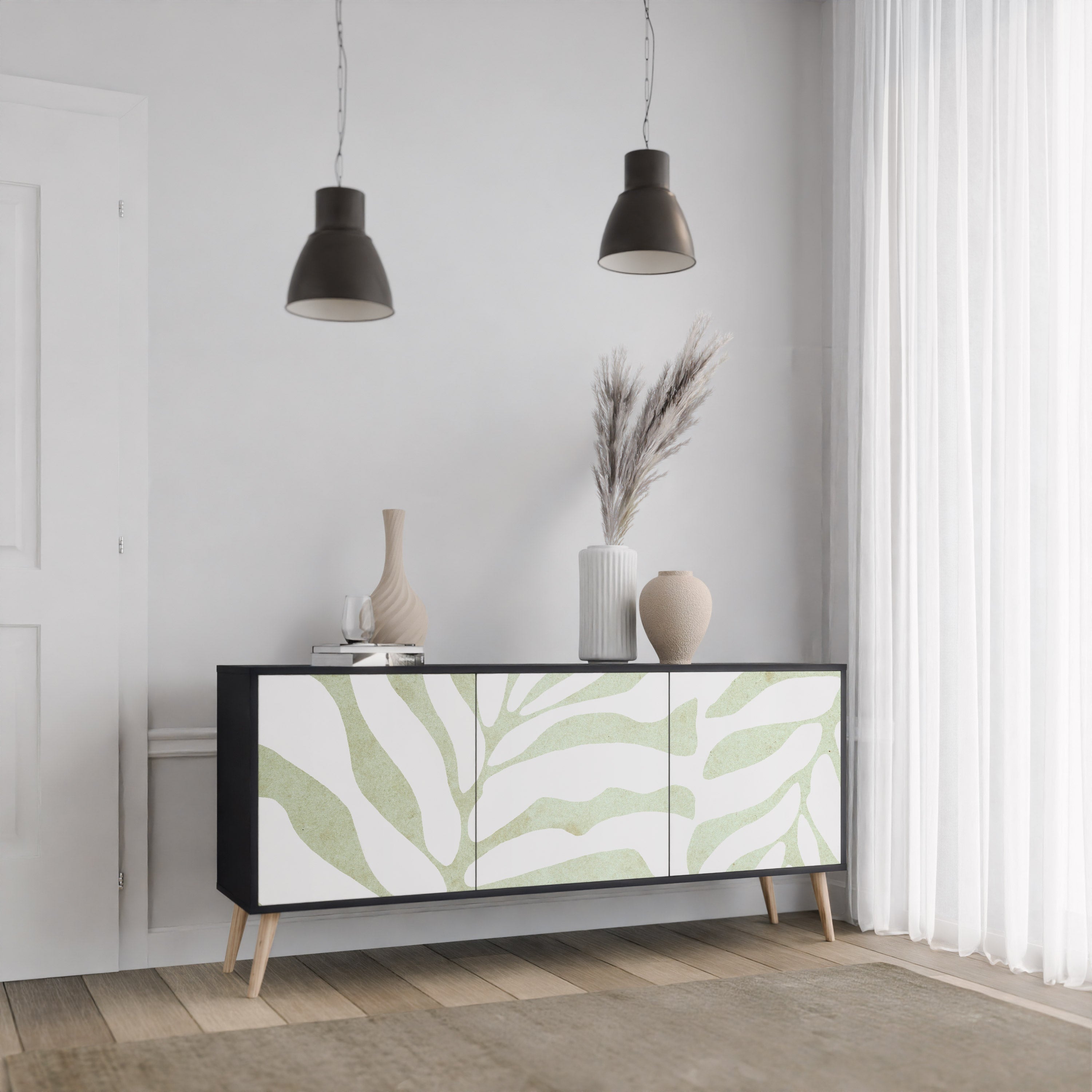 Μπουφές BOTANICAL SPARK 3θυρο σε μαύρο φινίρισμα