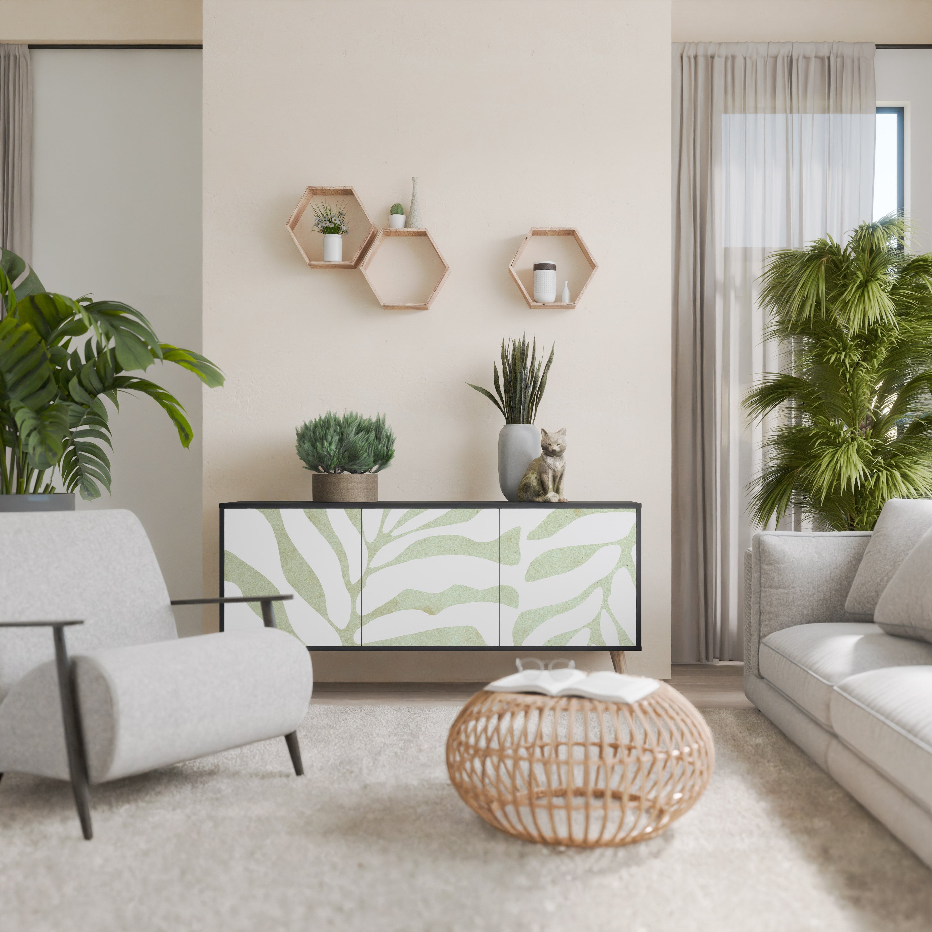 Μπουφές BOTANICAL SPARK 3θυρο σε μαύρο φινίρισμα
