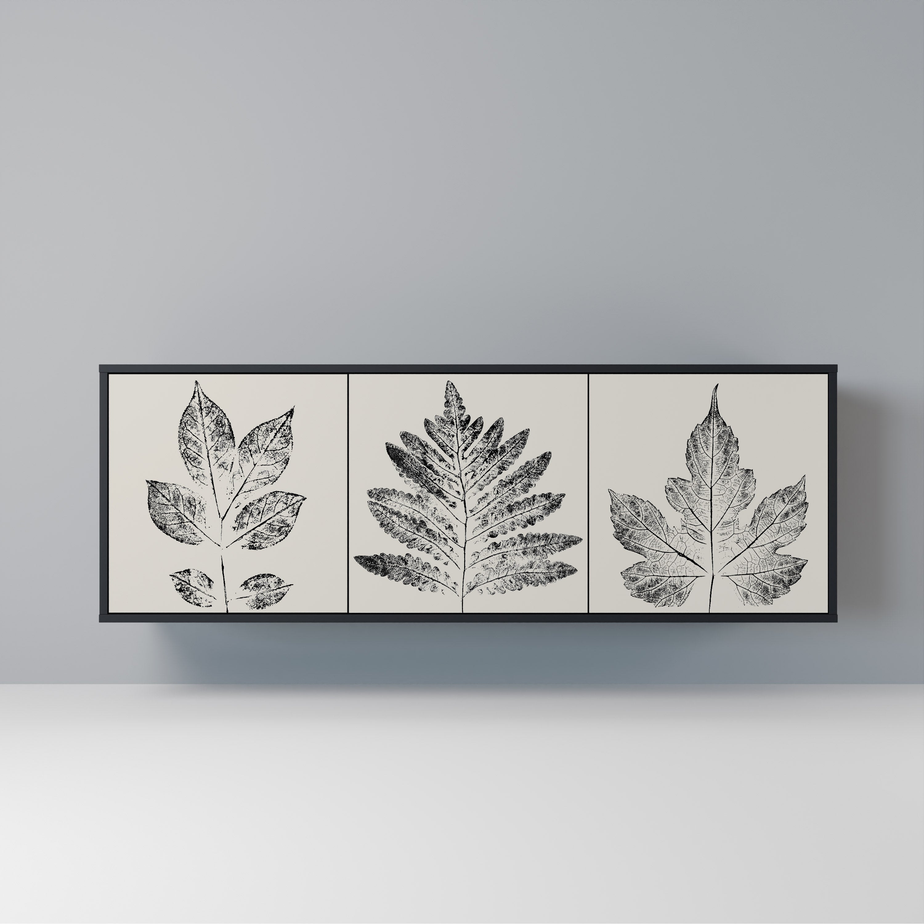 Μπουφές LEAFY STAMPS με 3 πόρτες σε μαύρο φινίρισμα