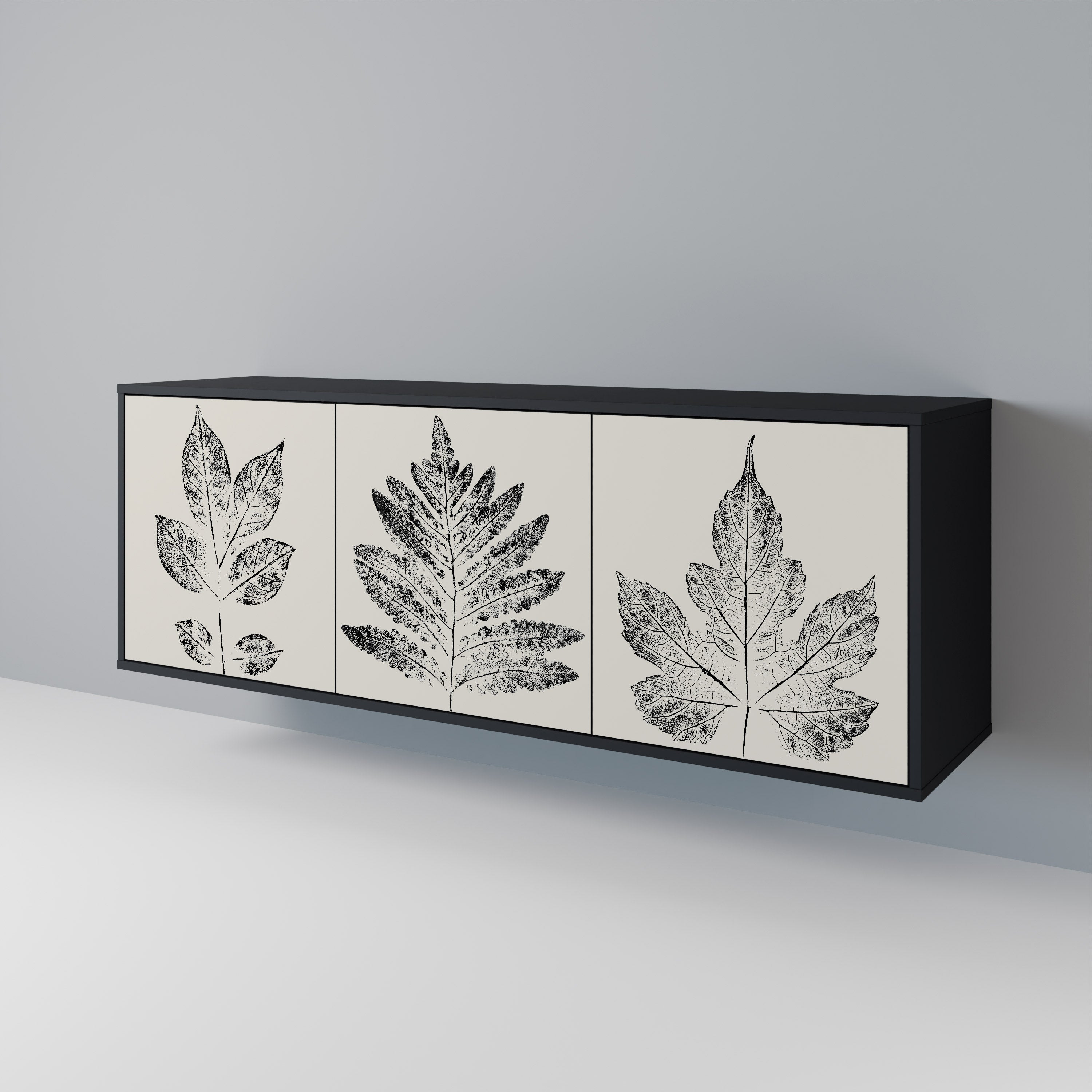 Μπουφές LEAFY STAMPS με 3 πόρτες σε μαύρο φινίρισμα