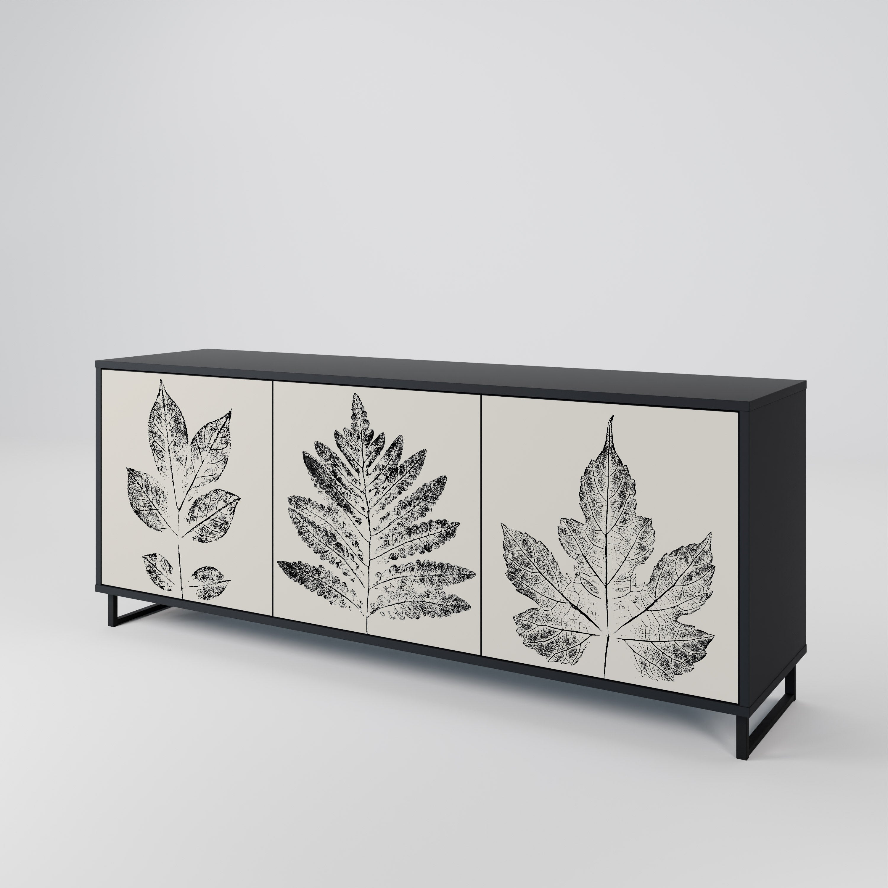 Μπουφές LEAFY STAMPS με 3 πόρτες σε μαύρο φινίρισμα