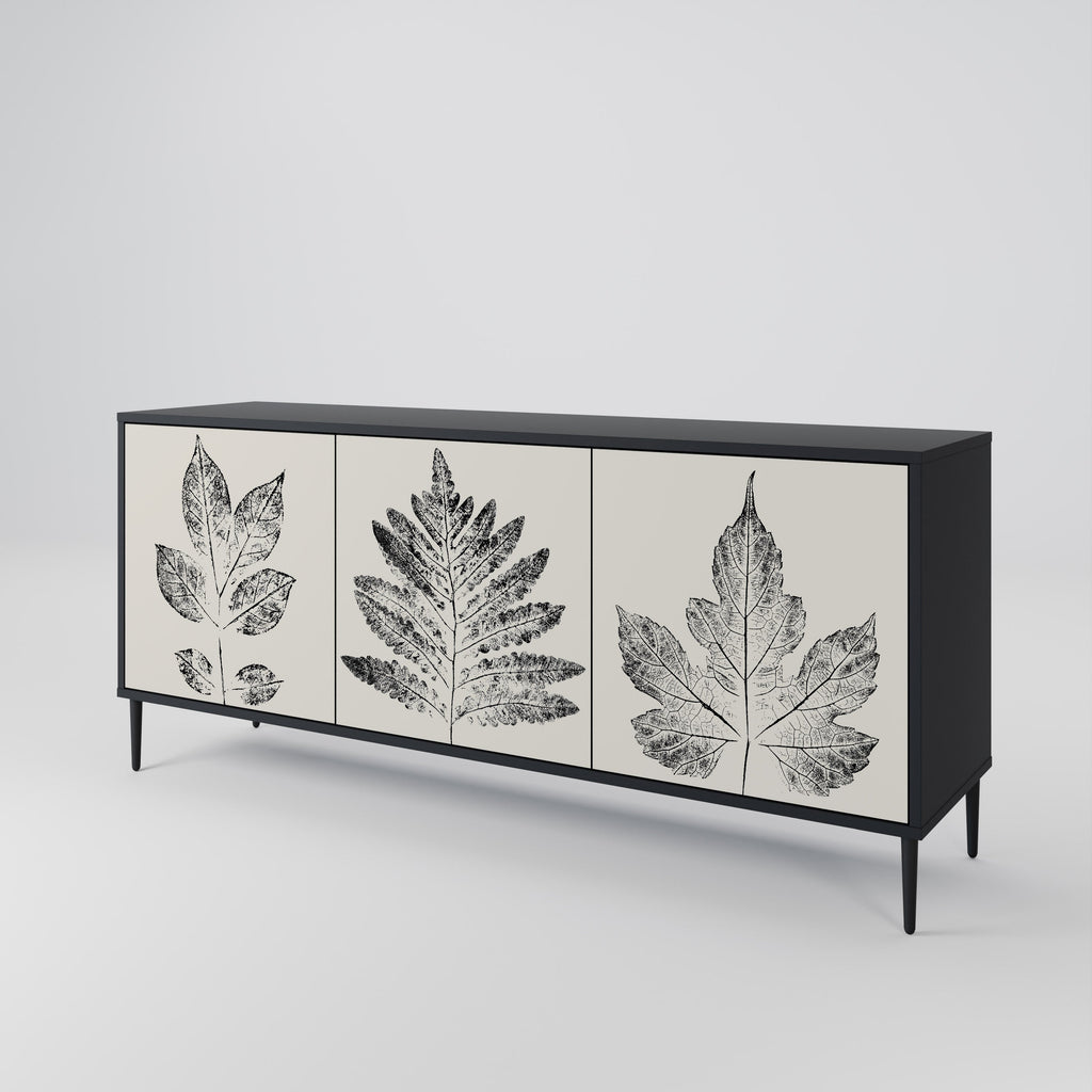 Μπουφές LEAFY STAMPS με 3 πόρτες σε μαύρο φινίρισμα