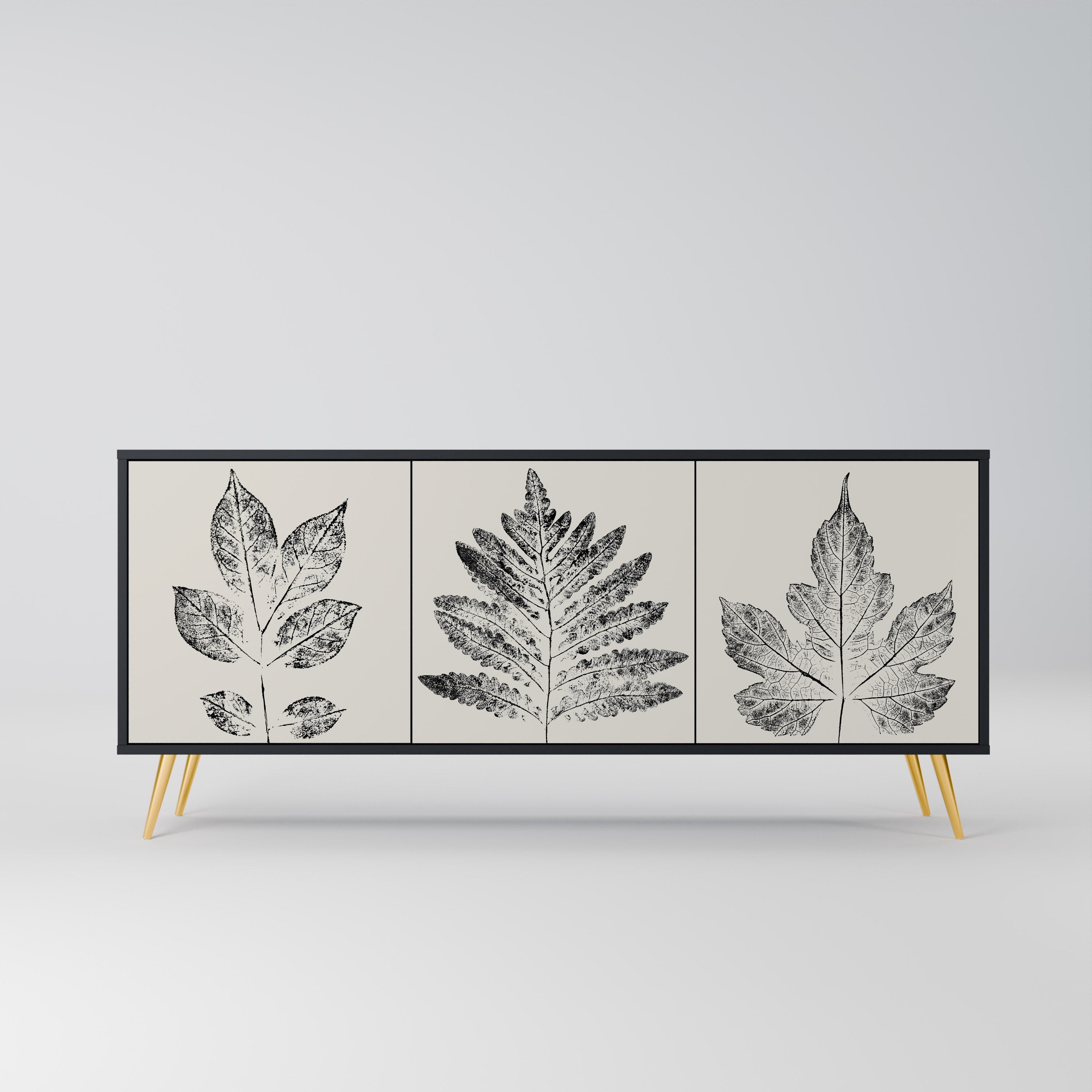 Μπουφές LEAFY STAMPS με 3 πόρτες σε μαύρο φινίρισμα