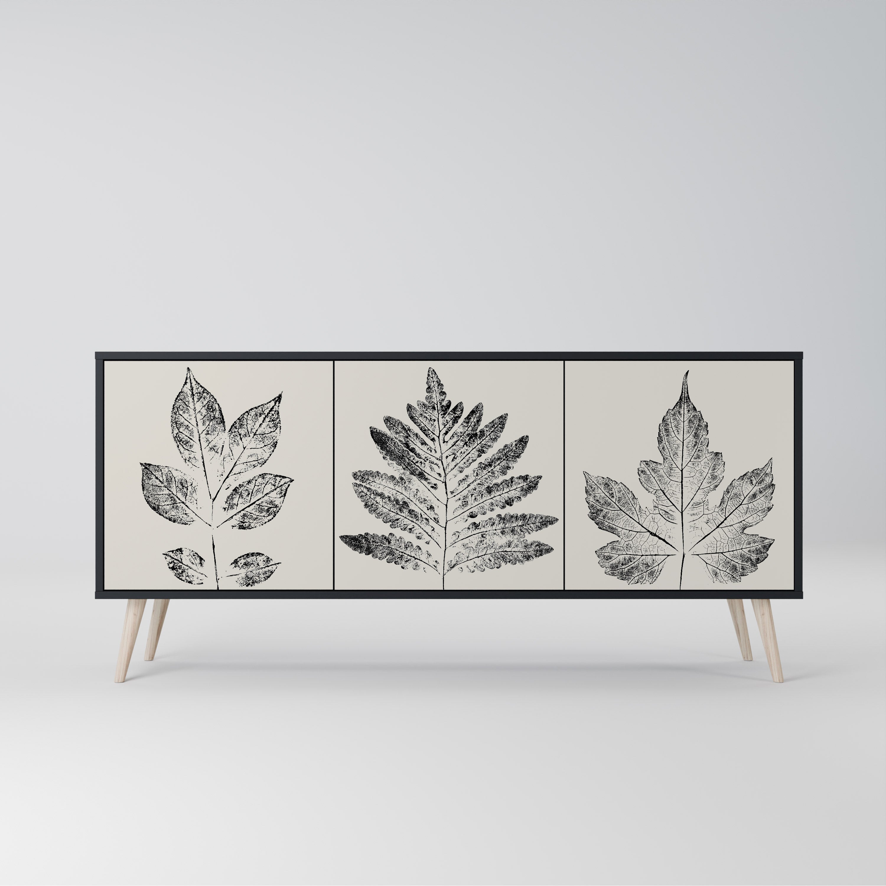 Μπουφές LEAFY STAMPS με 3 πόρτες σε μαύρο φινίρισμα